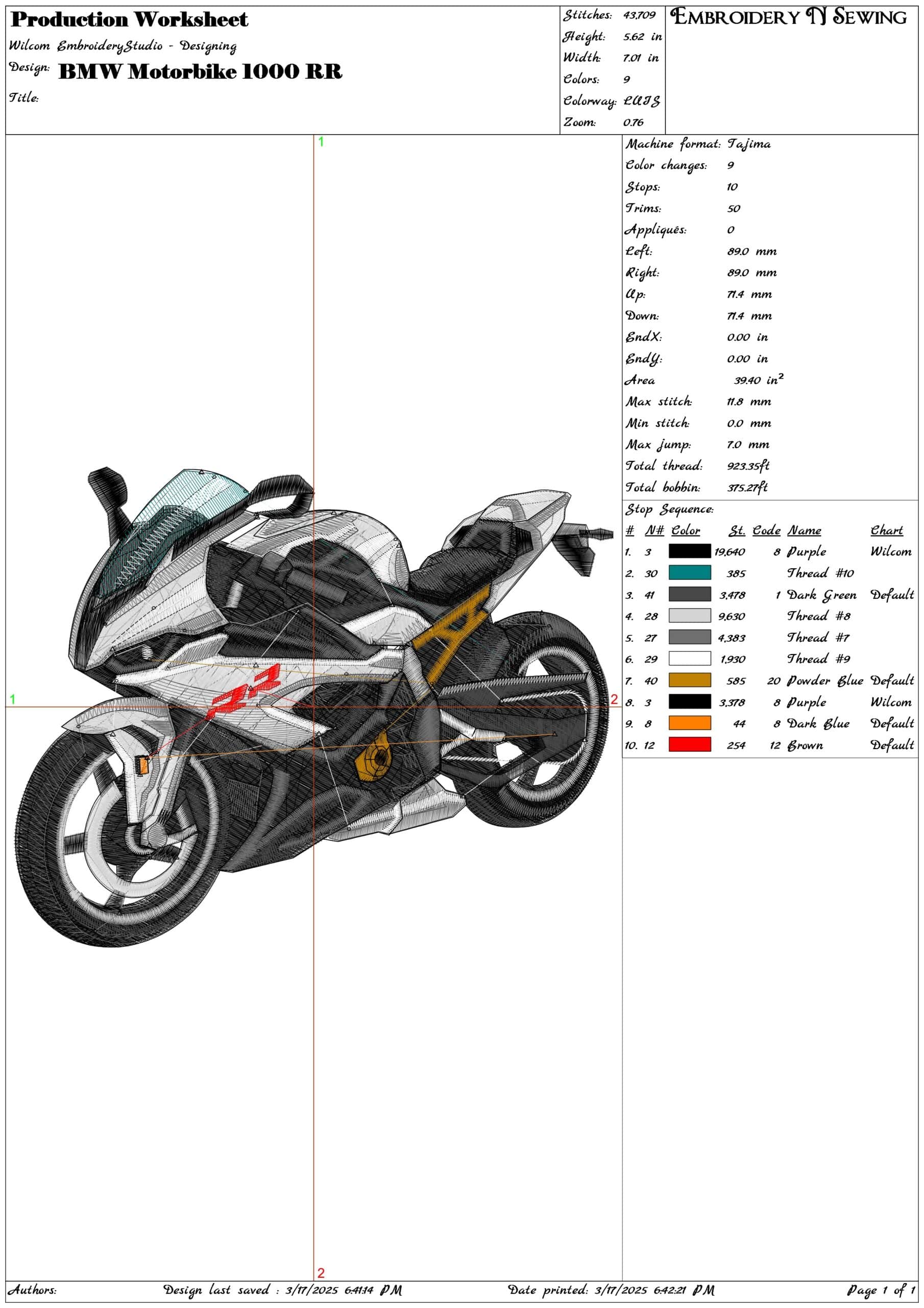 BMW 1000 RR Motorbike - Swoosh - Nike Car embroidery design - instant download — view 3