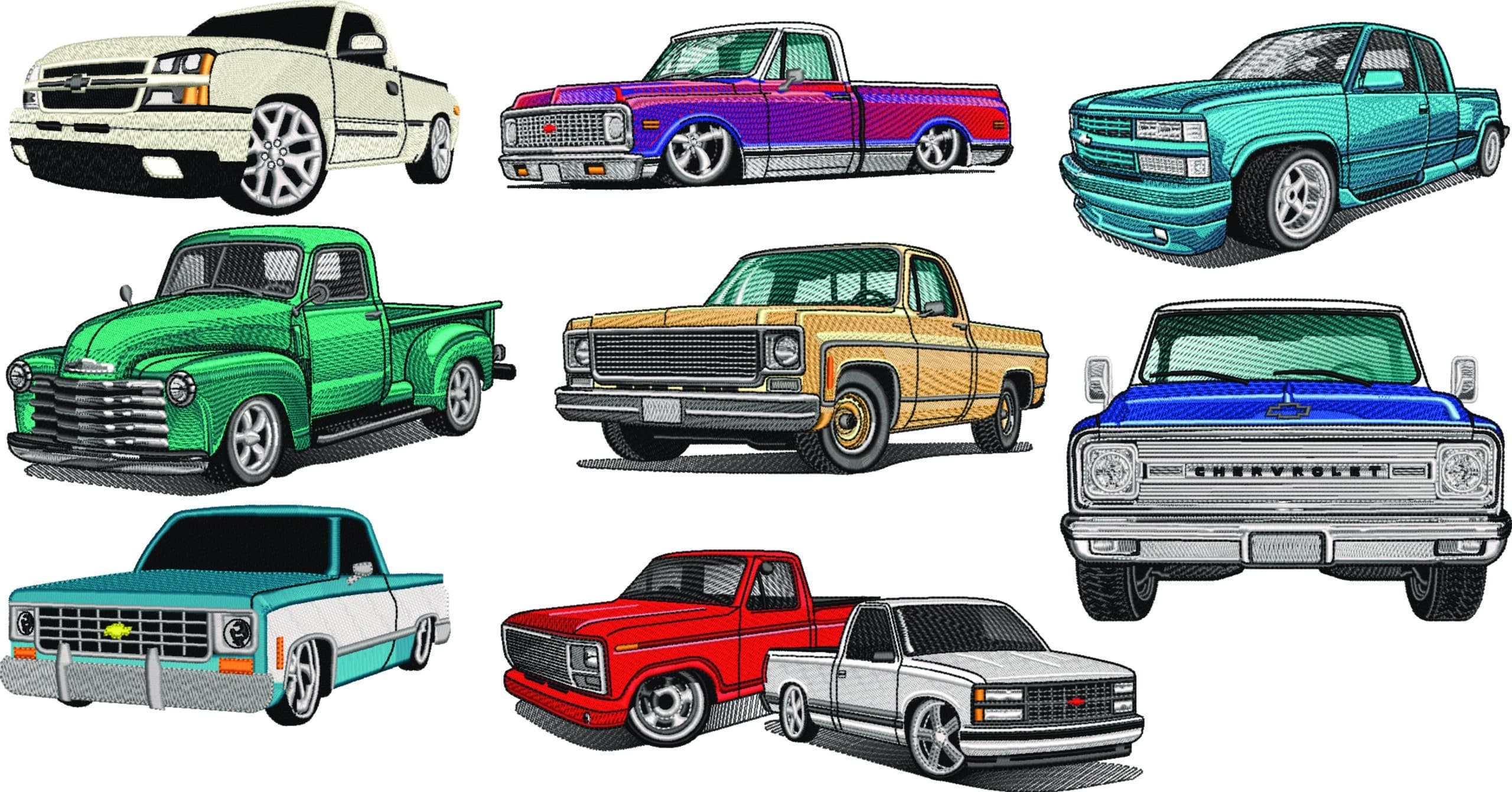 8 Chevy Trucks Package - Nike Car embroidery design file - instant download — view 11