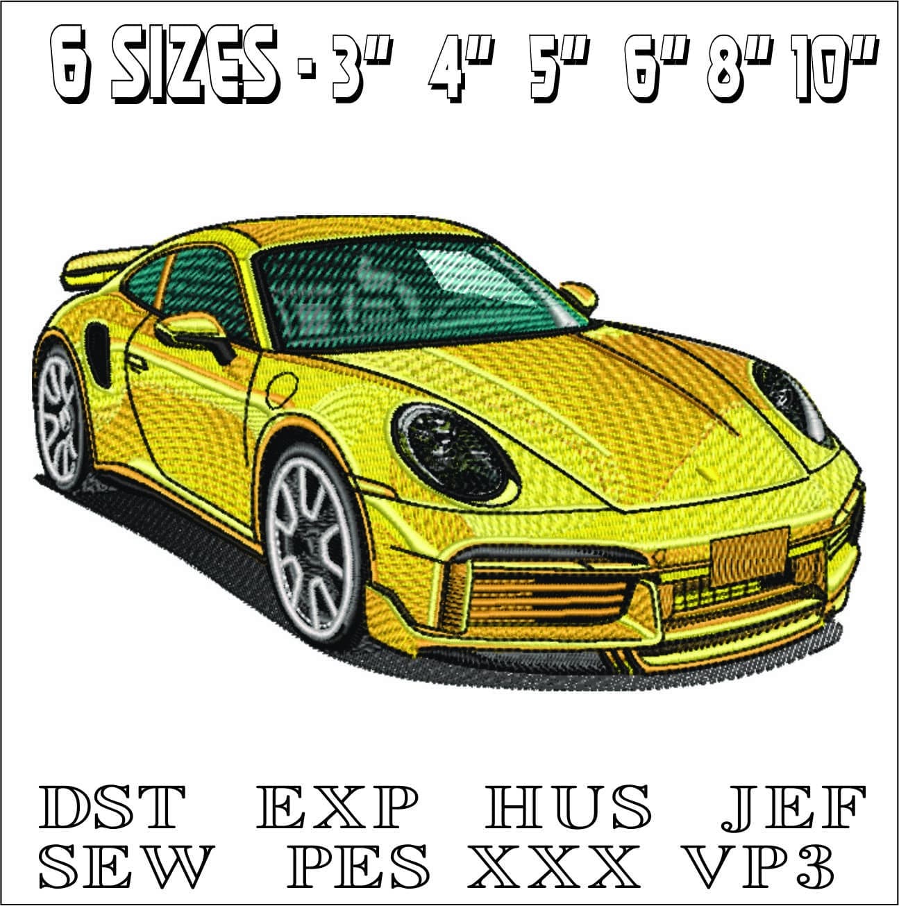 Porsche 911 Package with 3 cars and Logo - Swoosh - Nike Car embroidery design - instant download — view 3