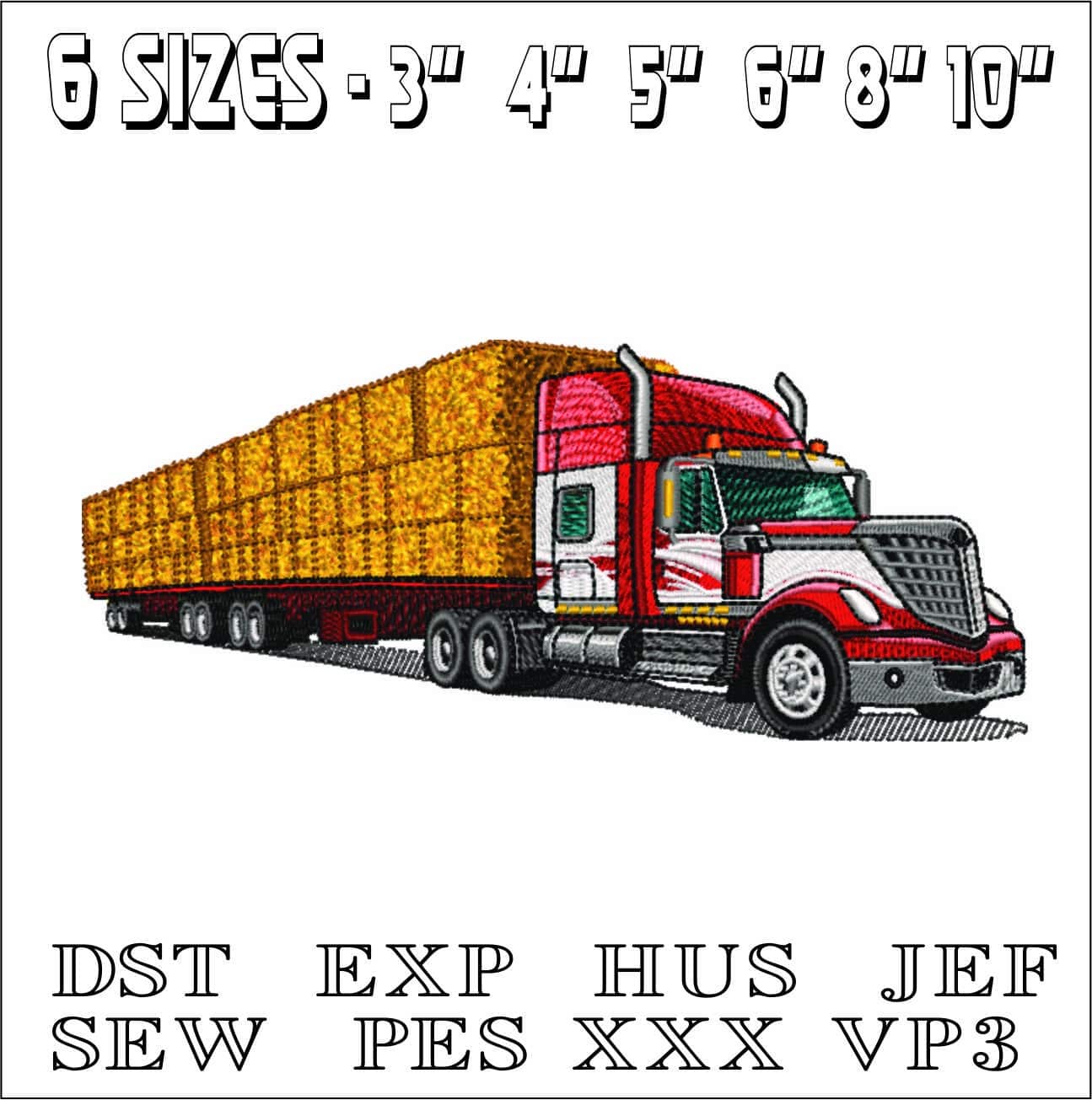 10 Semi Trucks Package - Nike Car embroidery design file - instant download — view 3