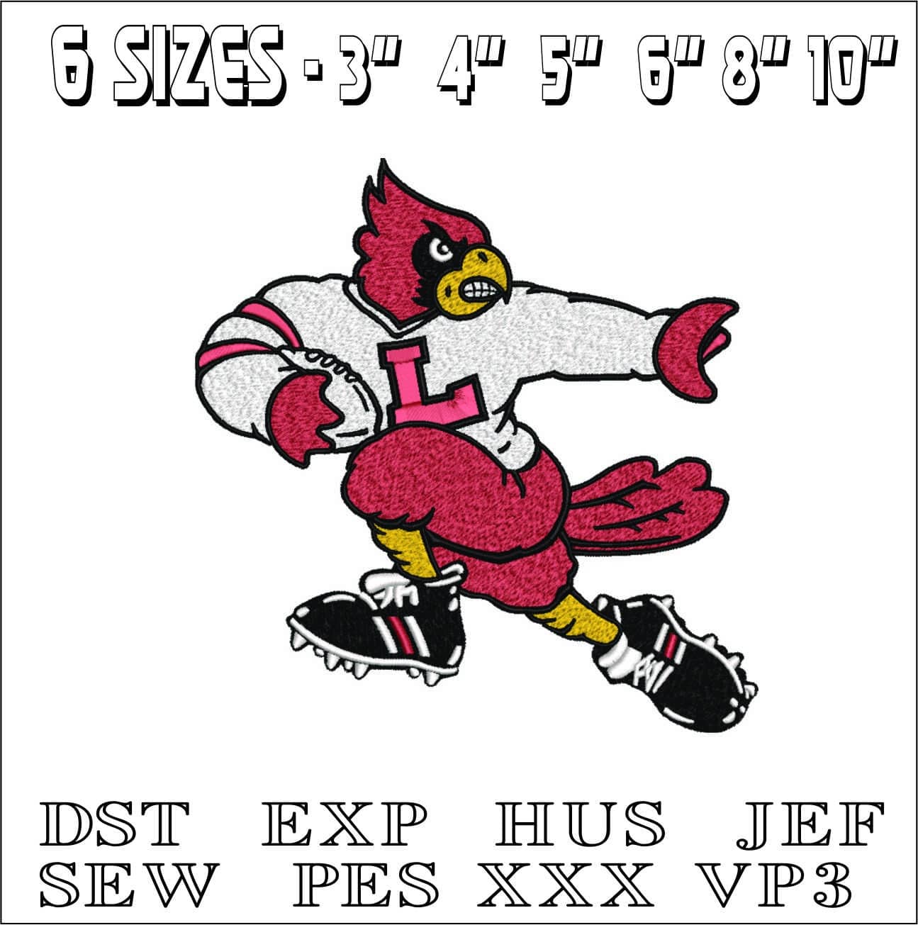 Louisville Cardinals Football - embroidery design - embroidery file - instant download — view 3