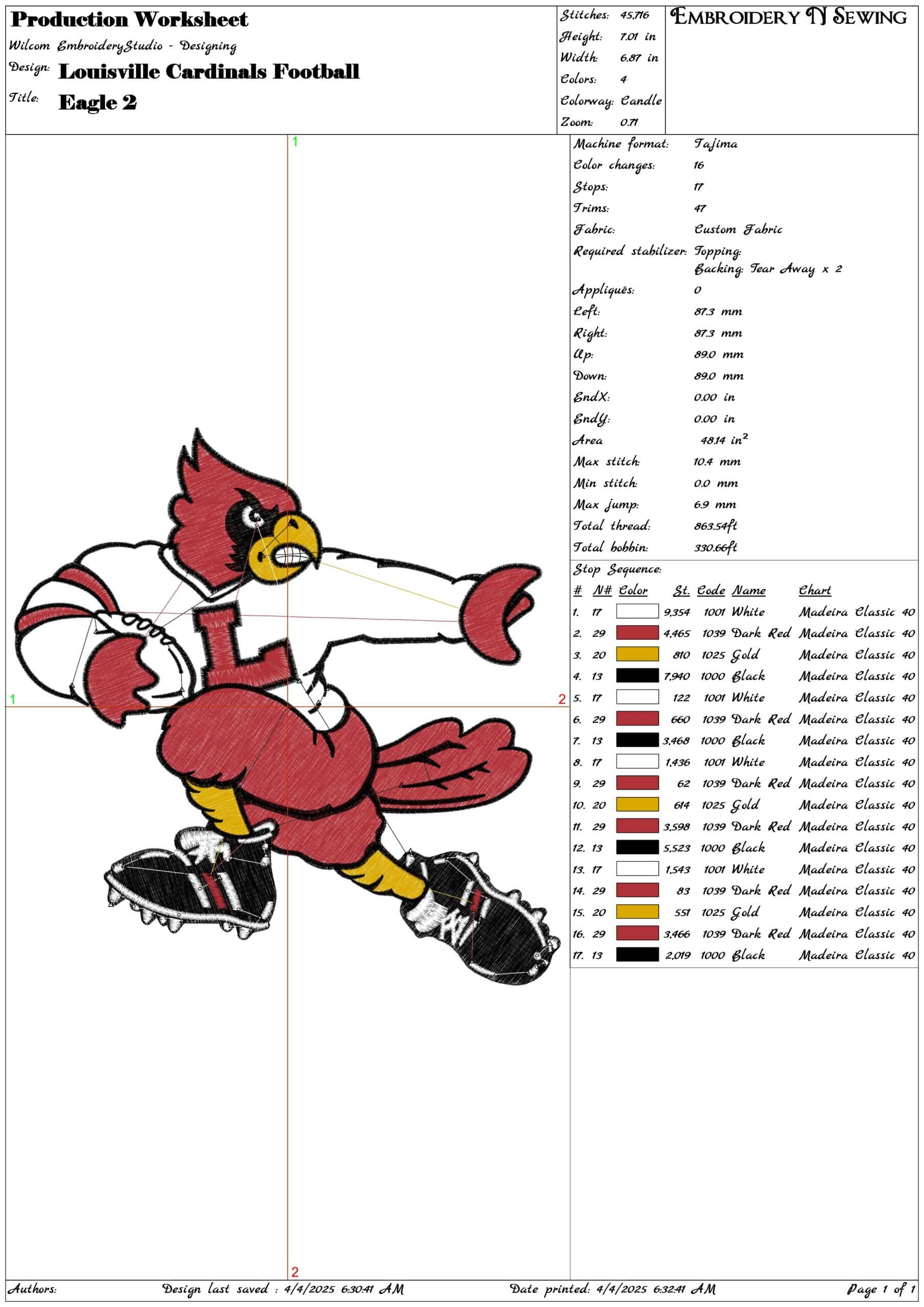 Louisville Cardinals Football - embroidery design - embroidery file - instant download — view 2