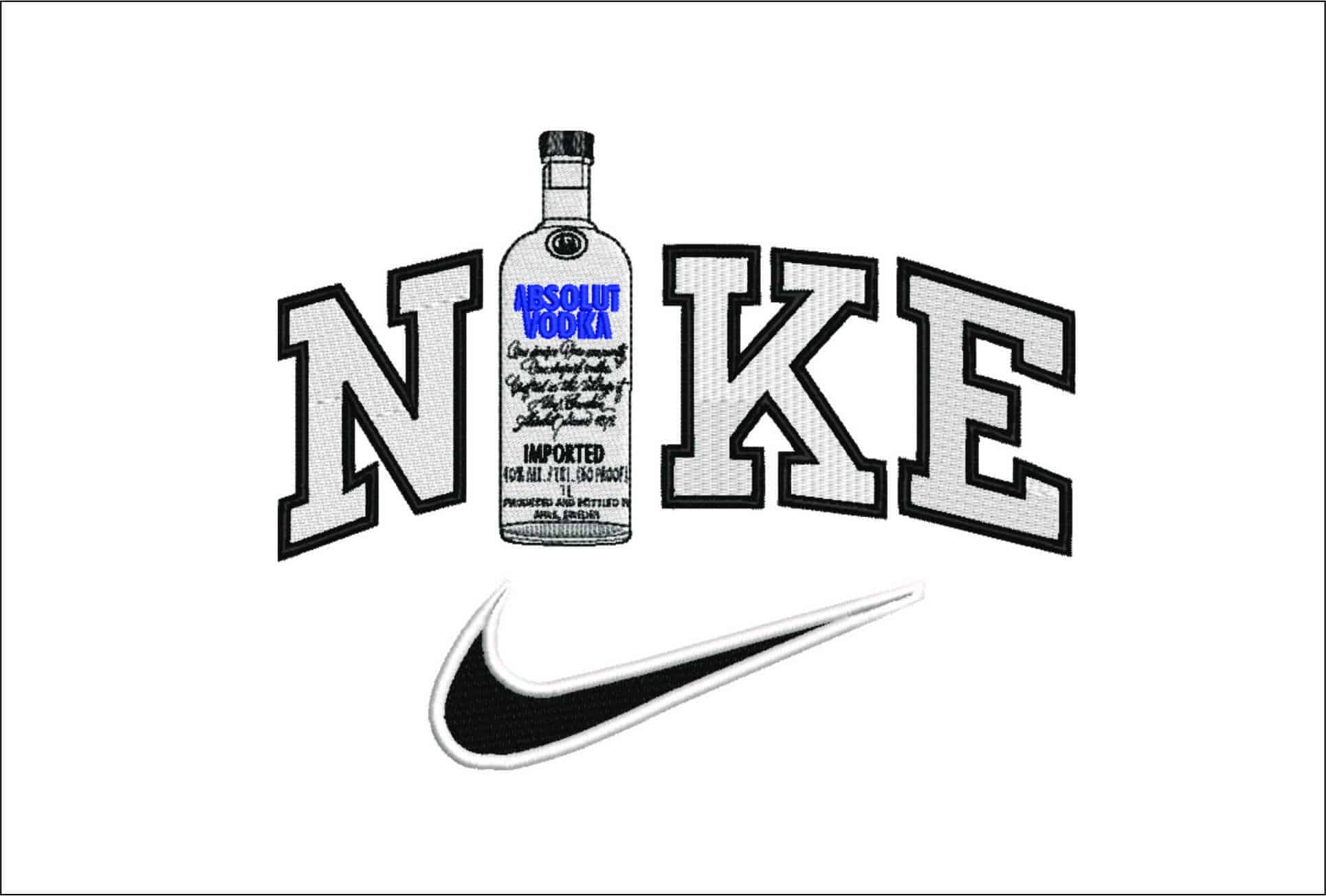 Nike Swoosh Nike Absolut Vodka - Nike embroidery design file - instant download