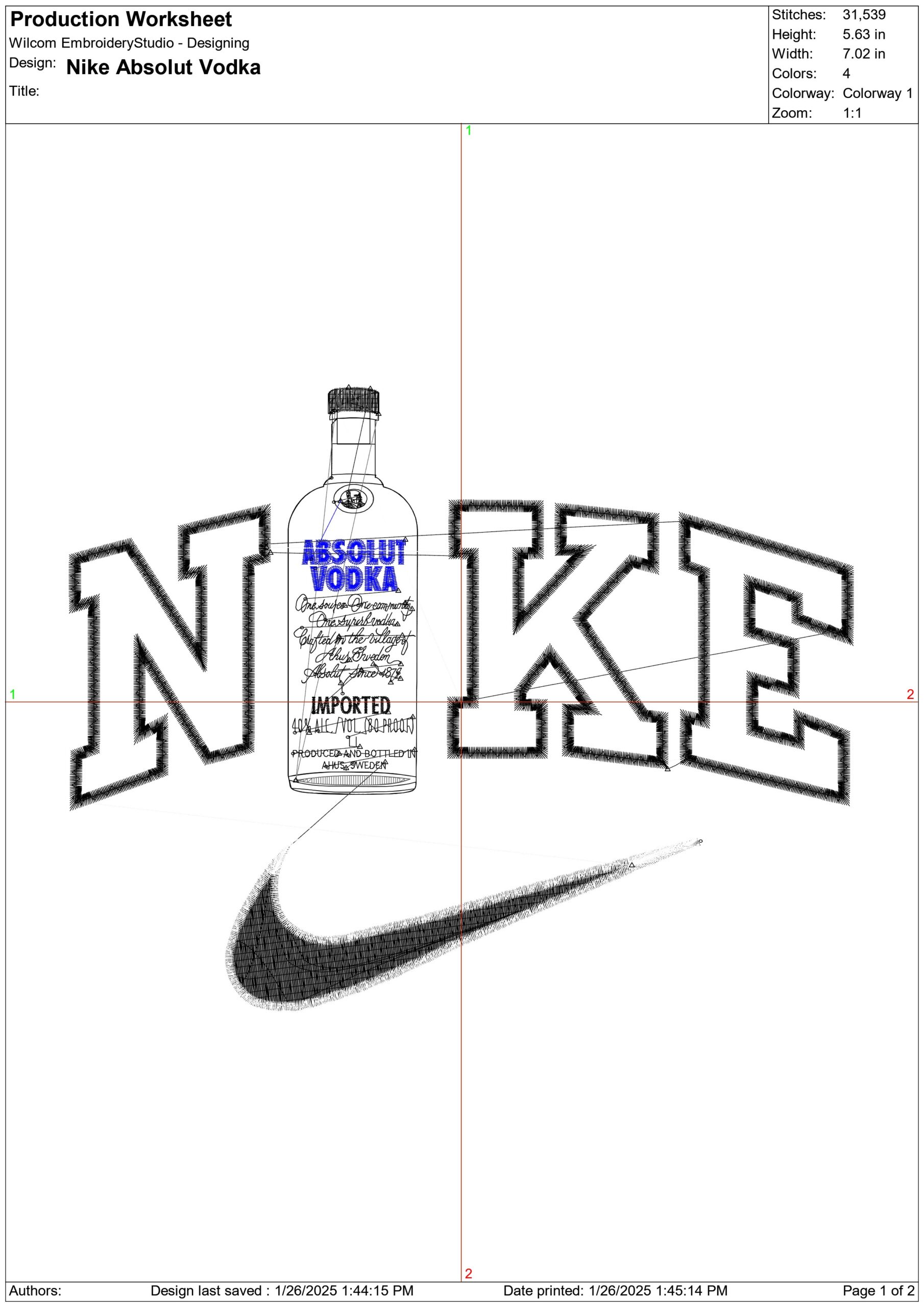 Nike Swoosh Nike Absolut Vodka - Nike embroidery design file - instant download — view 3