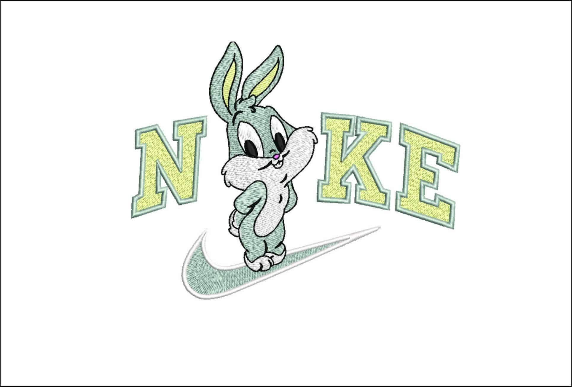 Nike Swoosh Baby Bunny - Nike embroidery design file - instant download