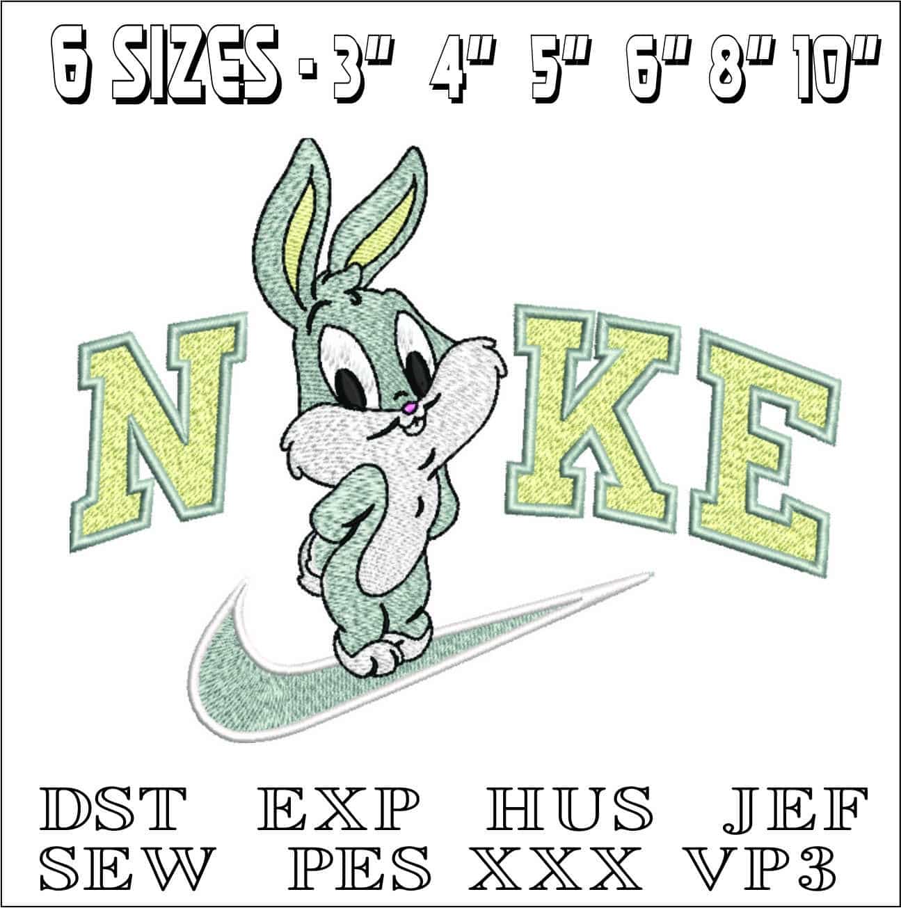 Nike Swoosh Baby Bunny - Nike embroidery design file - instant download — view 2