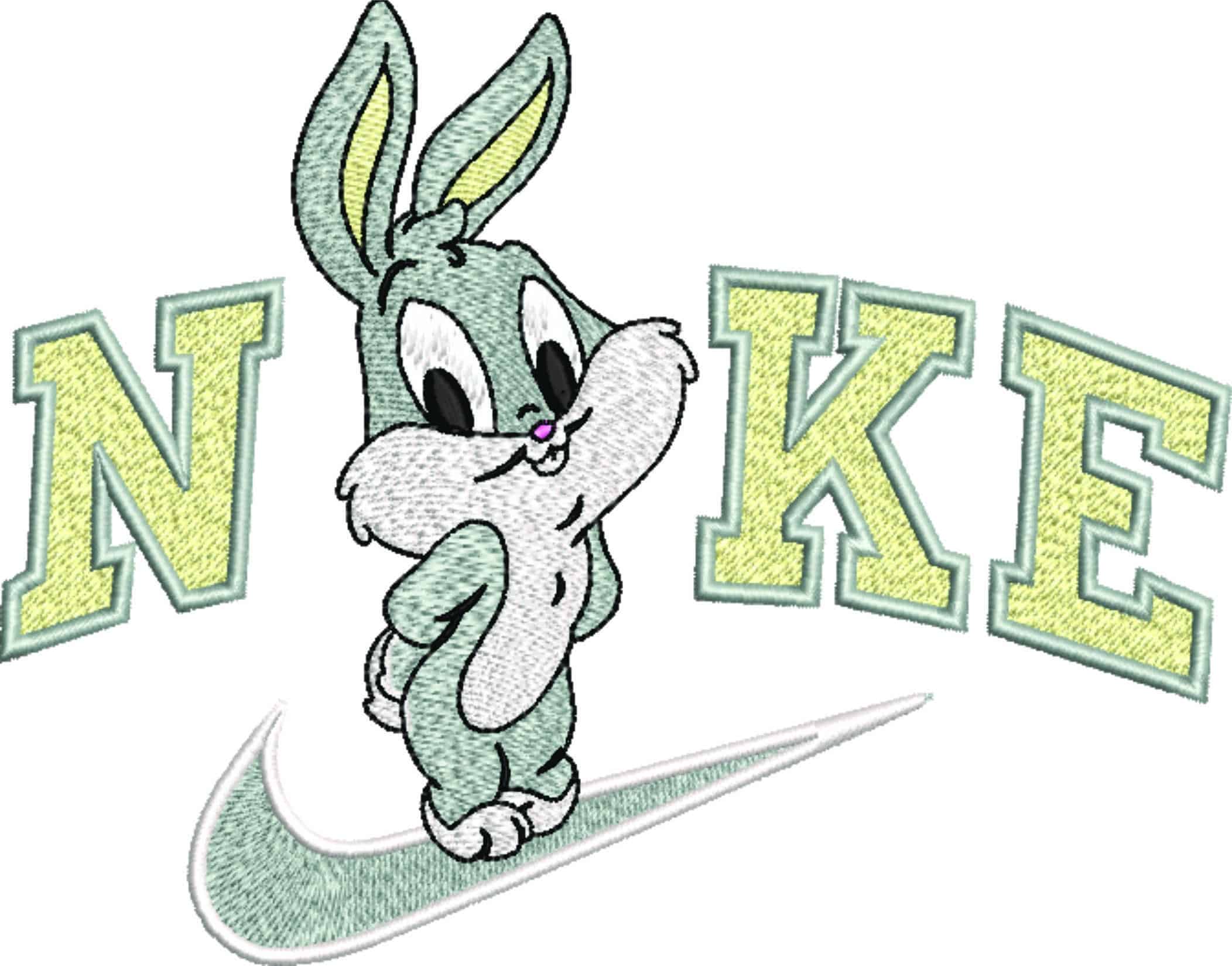 Nike Swoosh Baby Bunny - Nike embroidery design file - instant download — view 4
