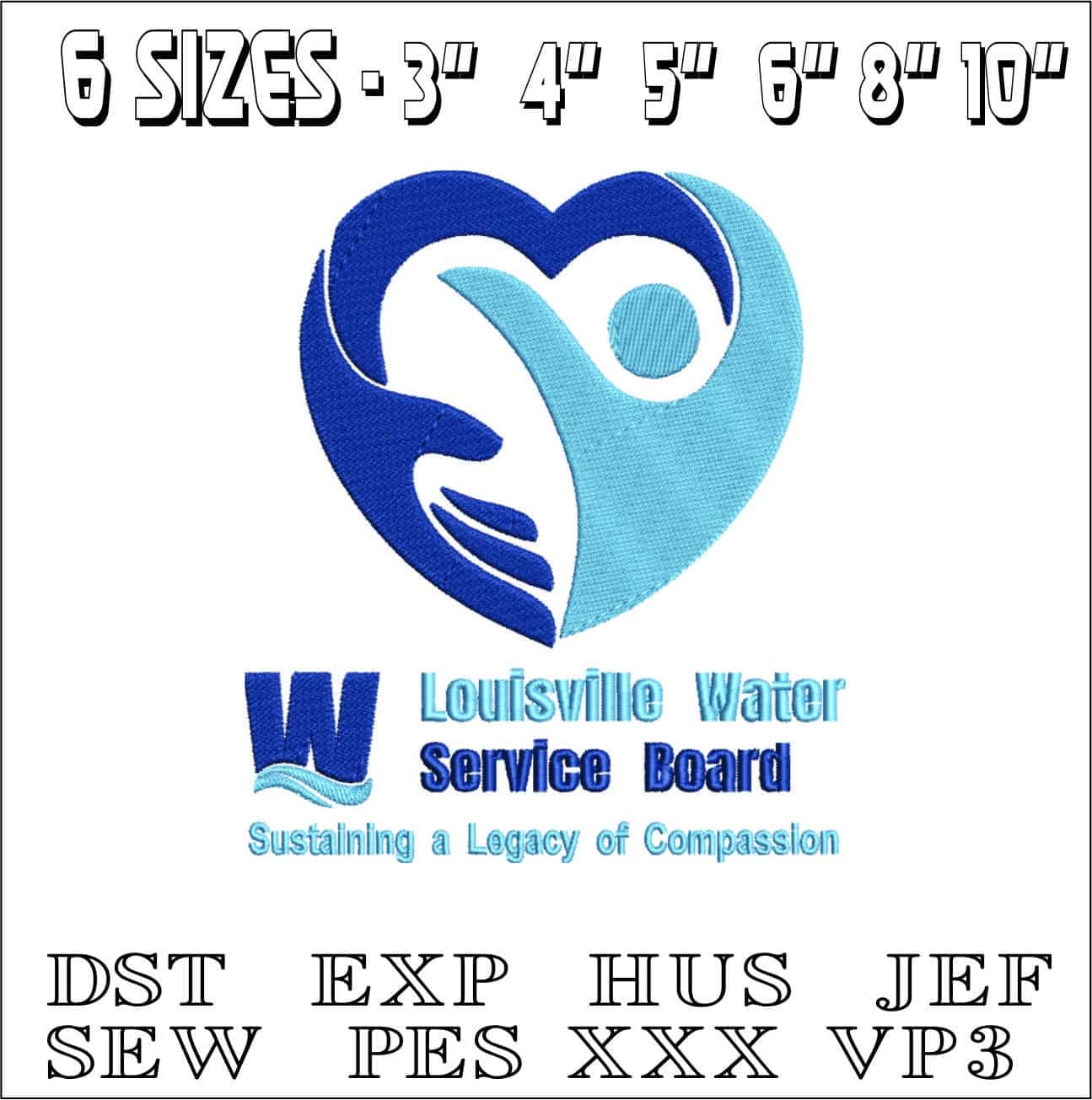 Louisville Water - embroidery design - embroidery file - instant download — view 4