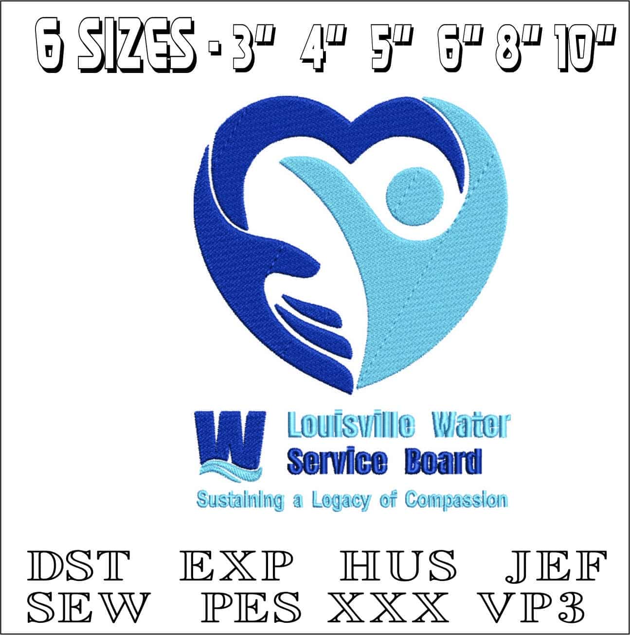 Louisville Water - embroidery design - embroidery file - instant download — view 2