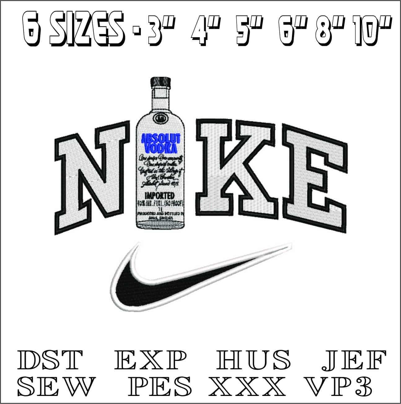 Nike Swoosh Absolut Vodka - Nike embroidery design file - instant download — view 2