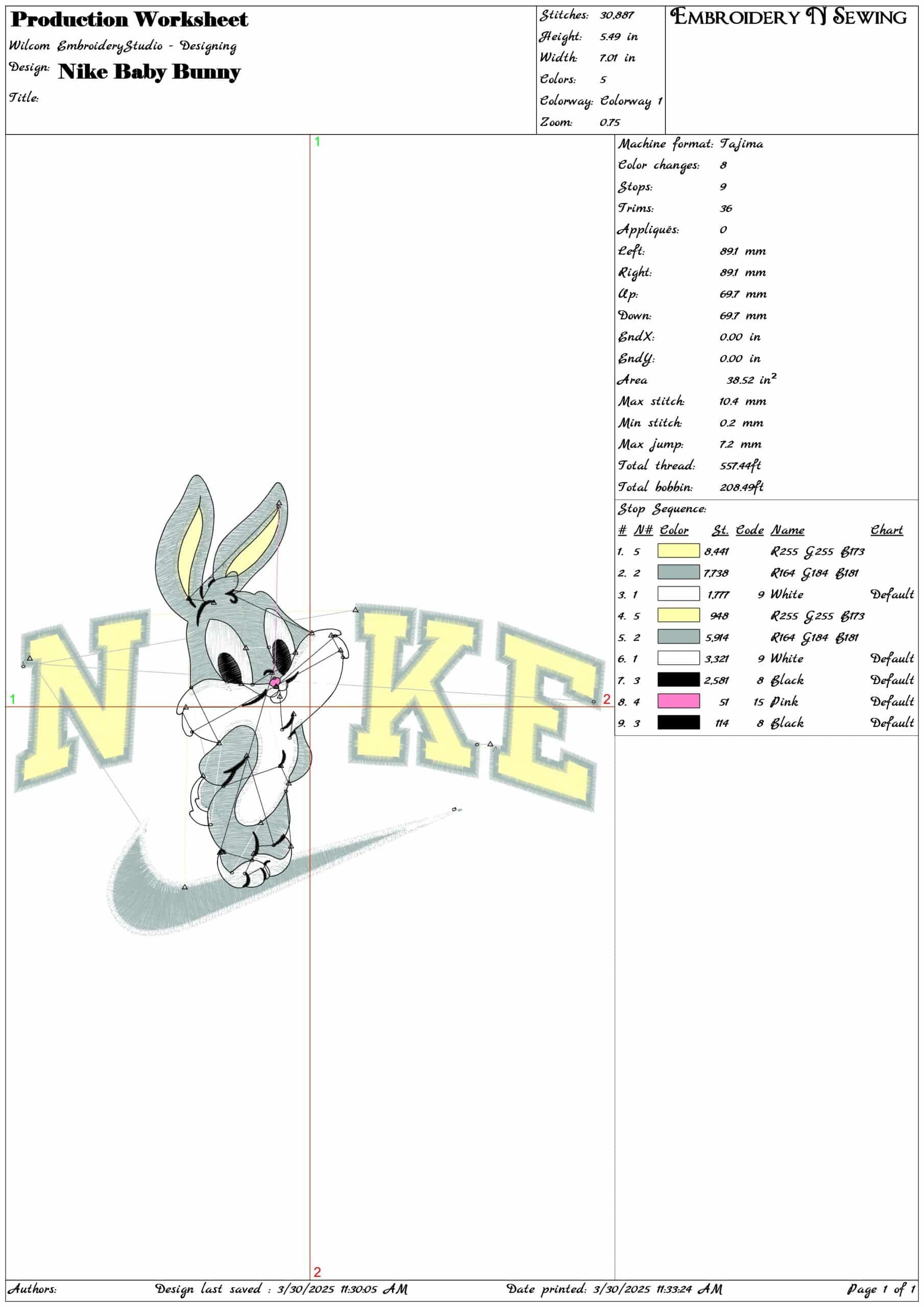 Nike Swoosh Baby Bunny - Nike embroidery design file - instant download — view 3