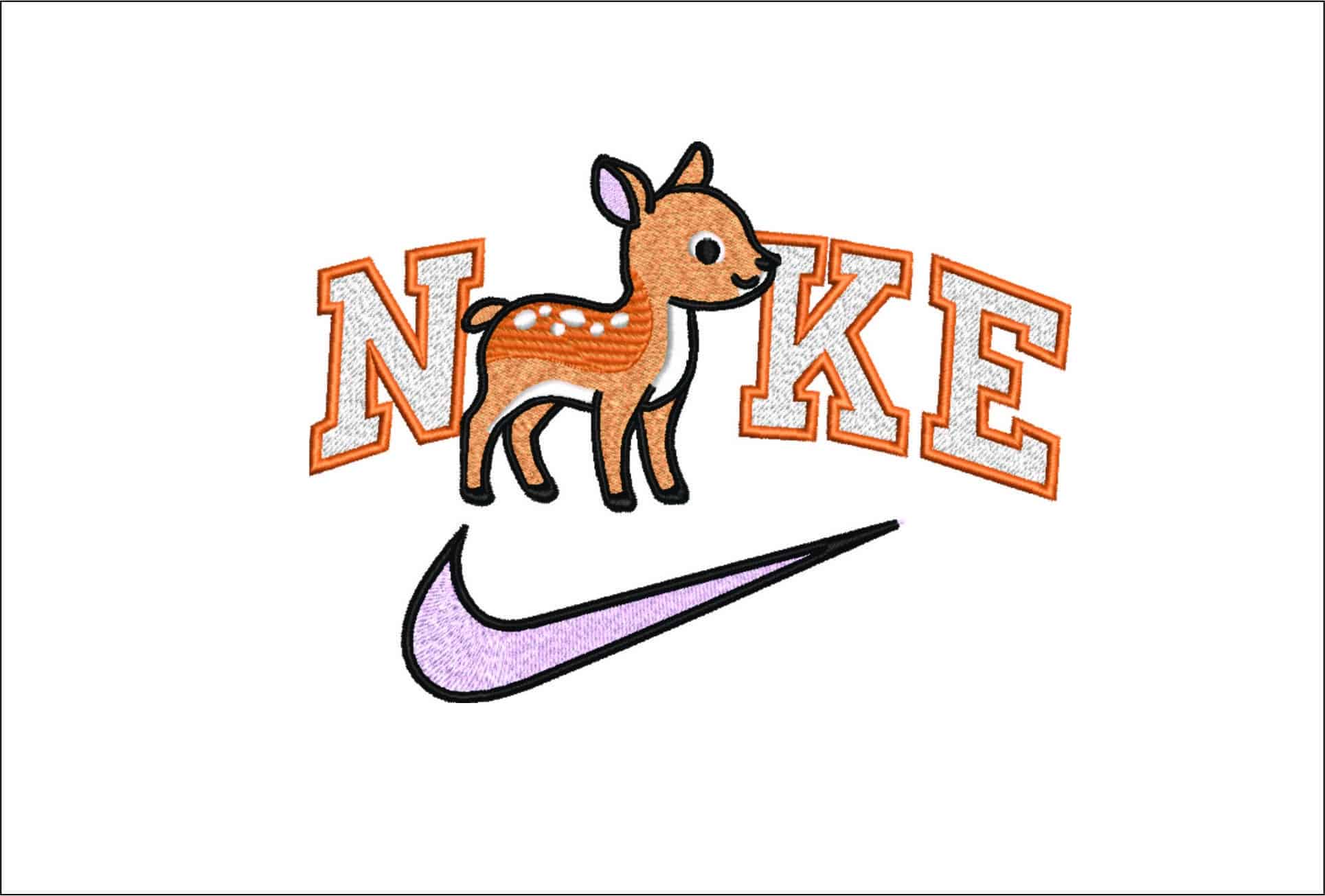 Nike Swoosh Baby Deer- Nike embroidery design file - instant download