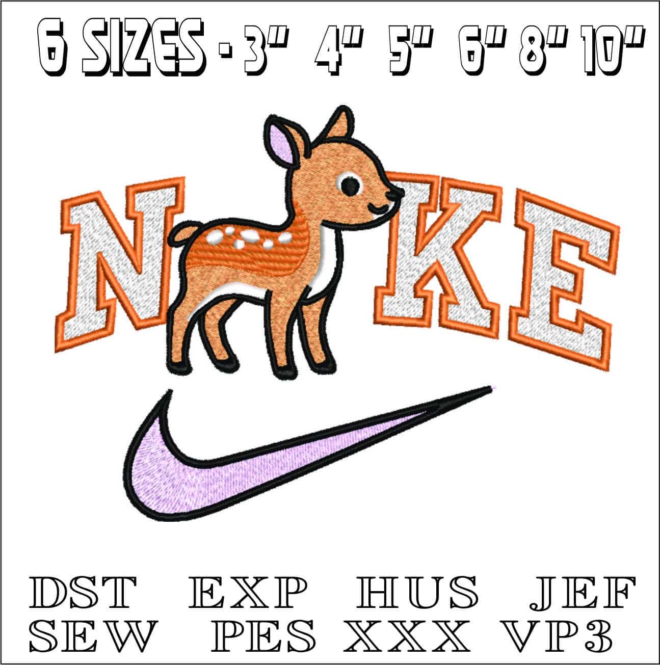 Nike Swoosh Baby Deer- Nike embroidery design file - instant download — view 2