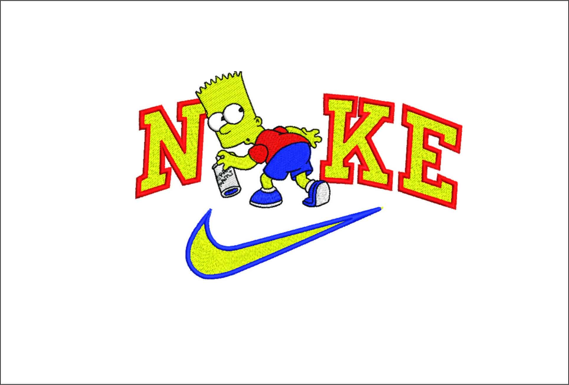 Nike Swoosh Bart Simpson Grafitti- Nike embroidery design file - instant download