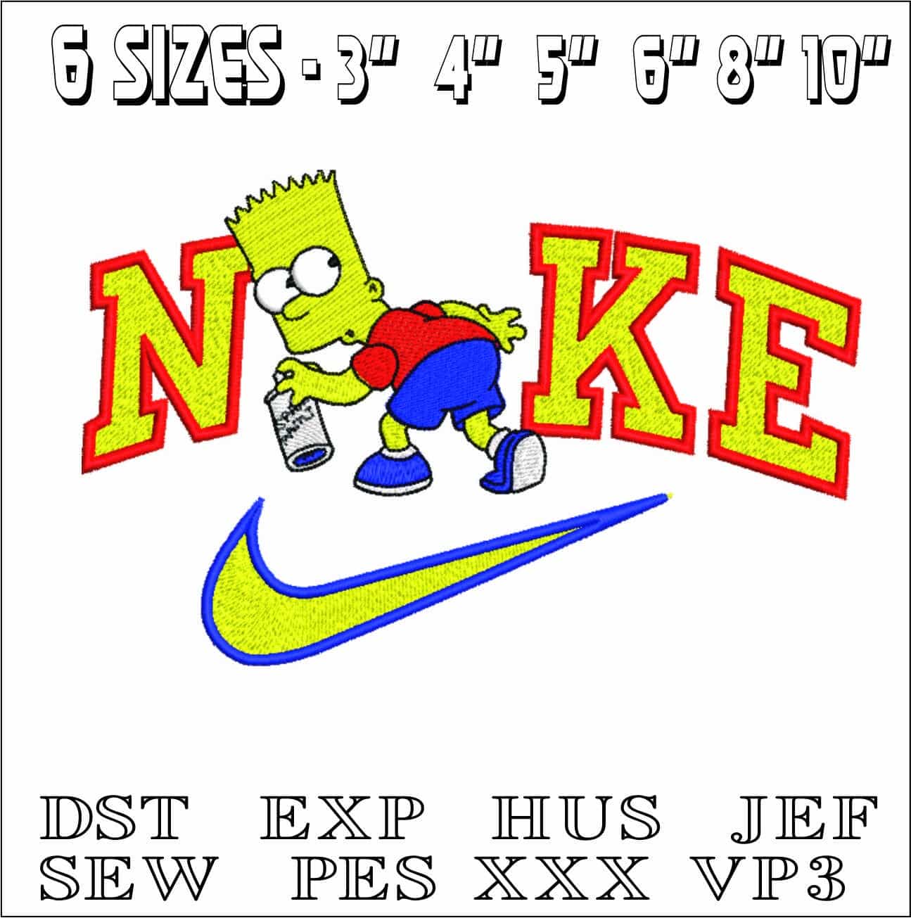 Nike Swoosh Bart Simpson Grafitti- Nike embroidery design file - instant download — view 2