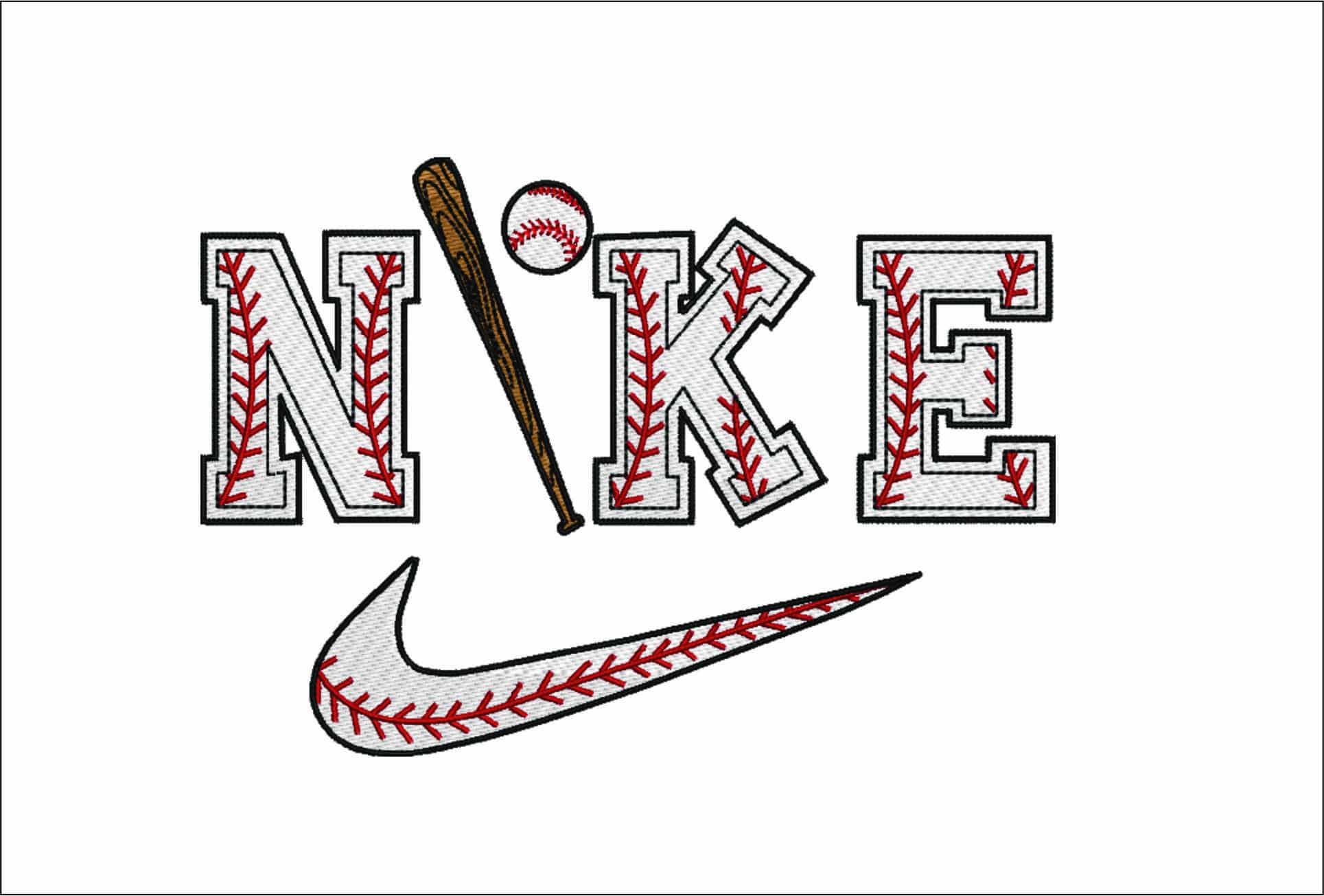 Nike Swoosh Baseball- Nike embroidery design file - instant download
