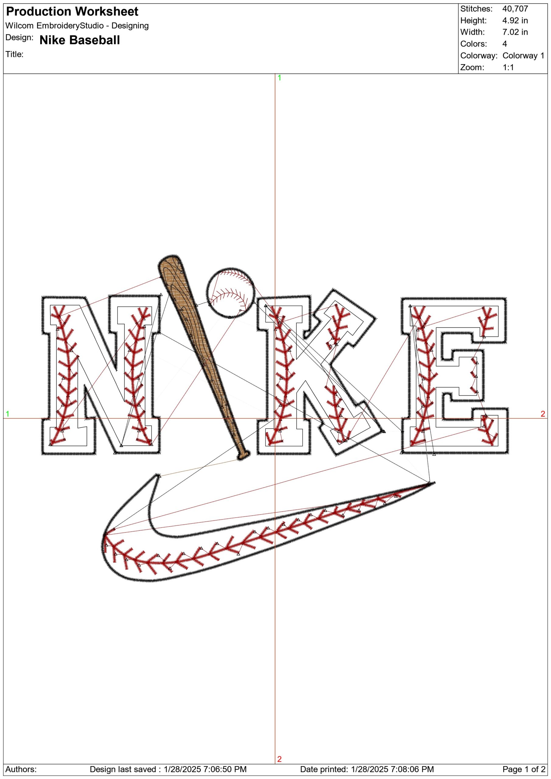 Nike Swoosh Baseball- Nike embroidery design file - instant download — view 3