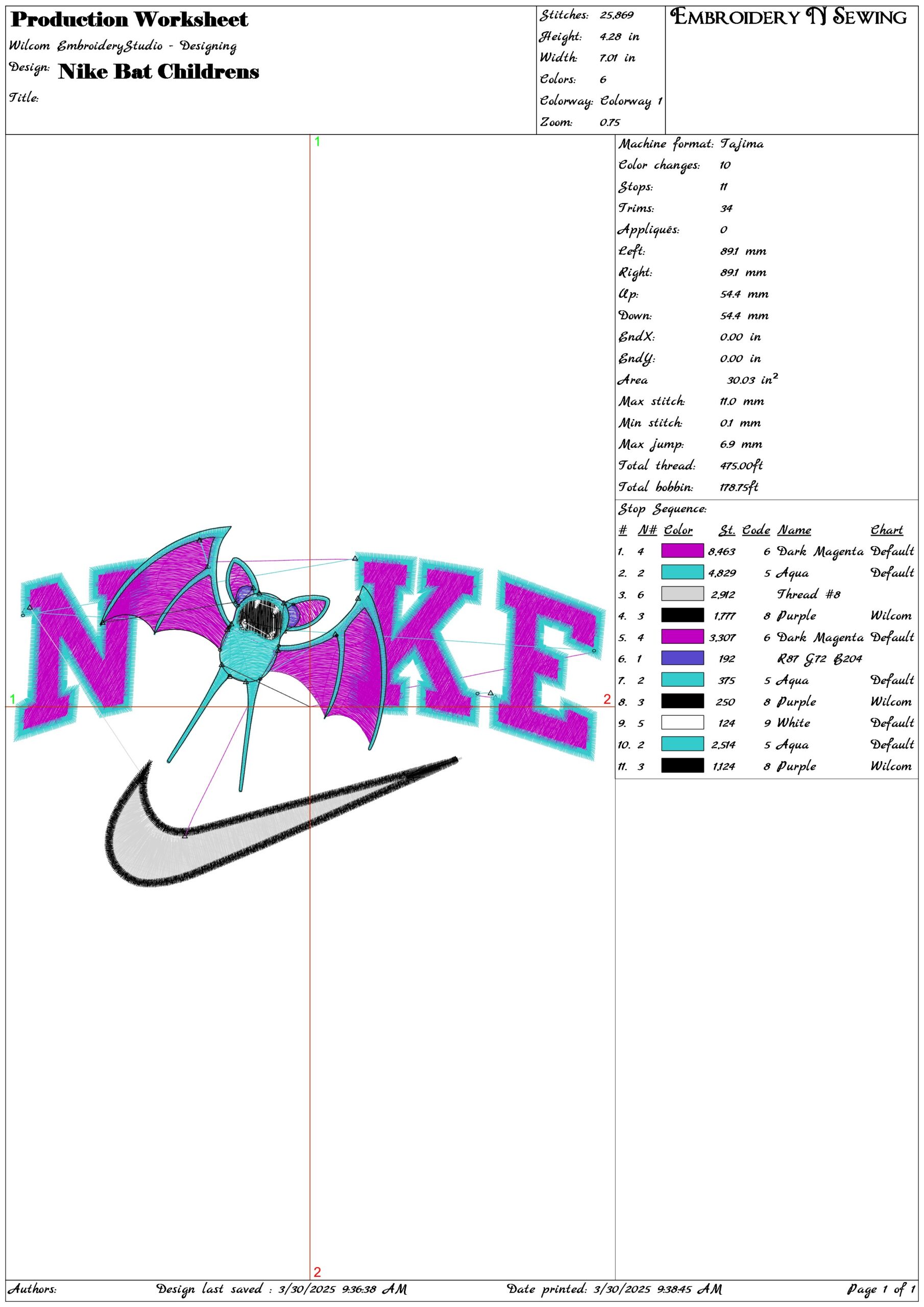 Nike Swoosh Bat Childrens- Nike embroidery design file - instant download — view 3