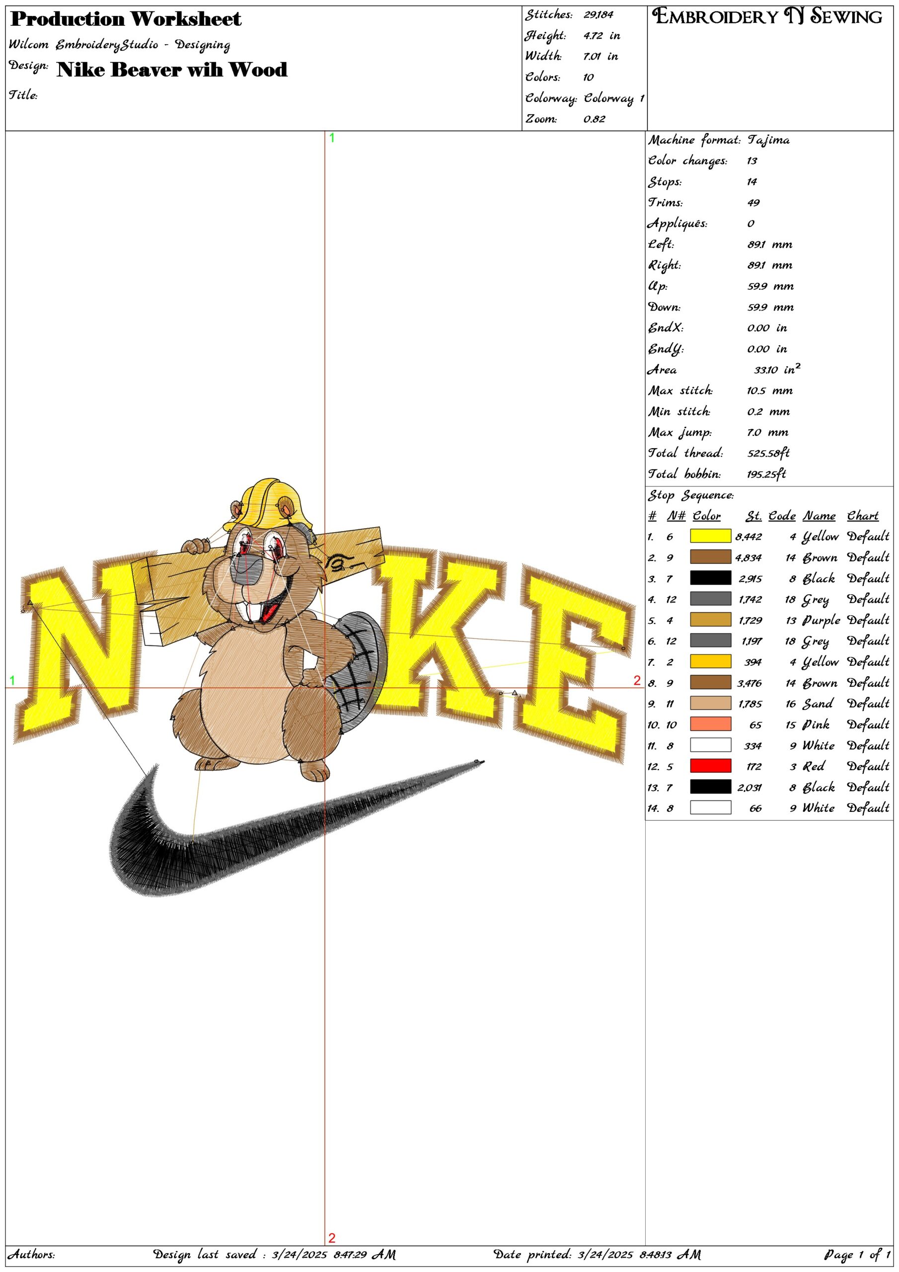 Nike Swoosh Beaver with Wood- Nike embroidery design file - instant download — view 3