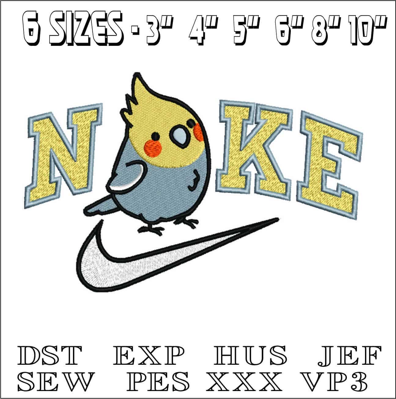 Nike Swoosh Bird- Nike embroidery design file - instant download — view 2