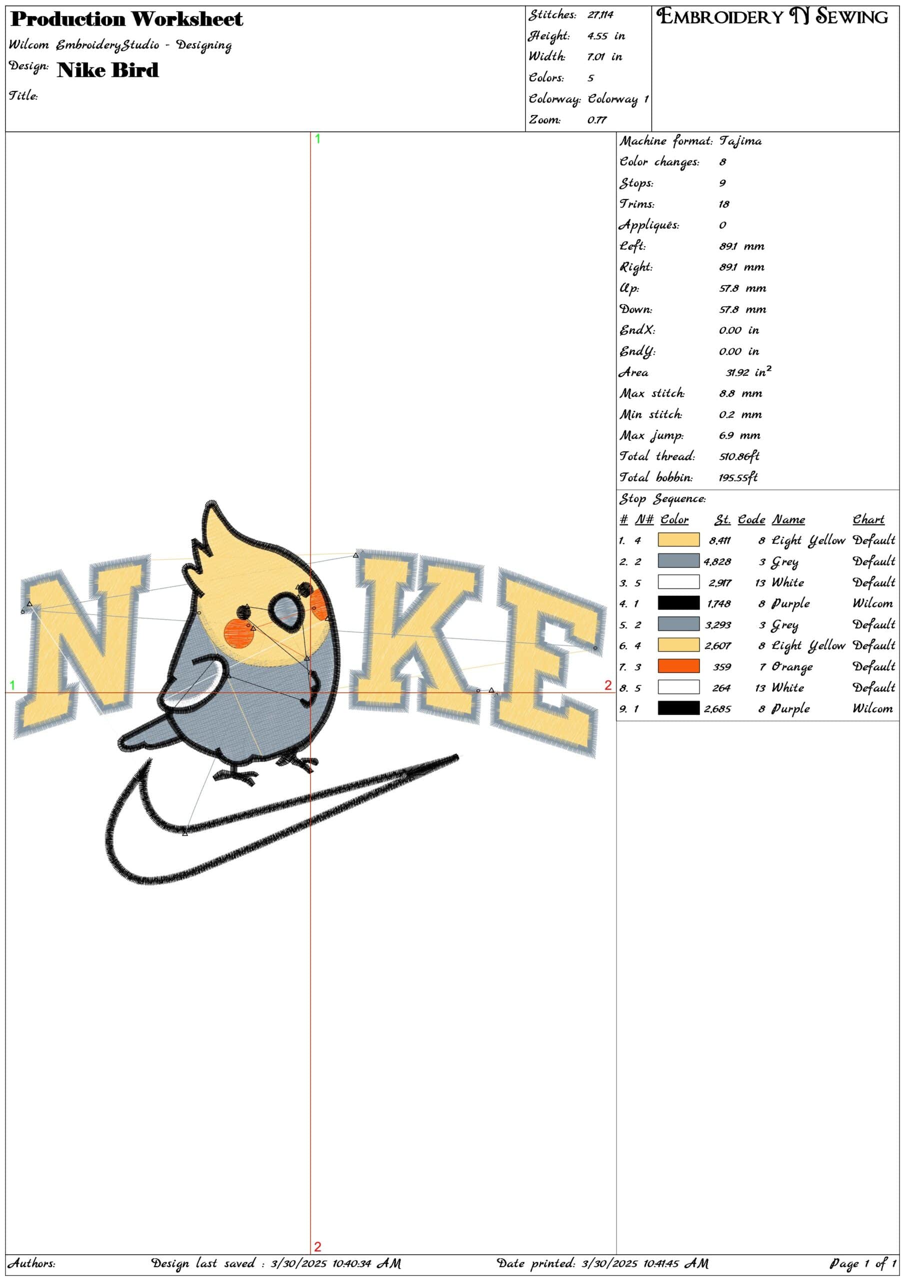 Nike Swoosh Bird- Nike embroidery design file - instant download — view 3