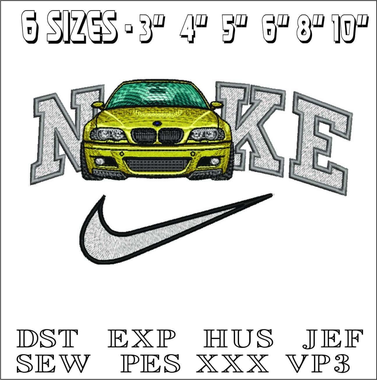 Nike Swoosh BMW M3 Front- Nike embroidery design file - instant download — view 2