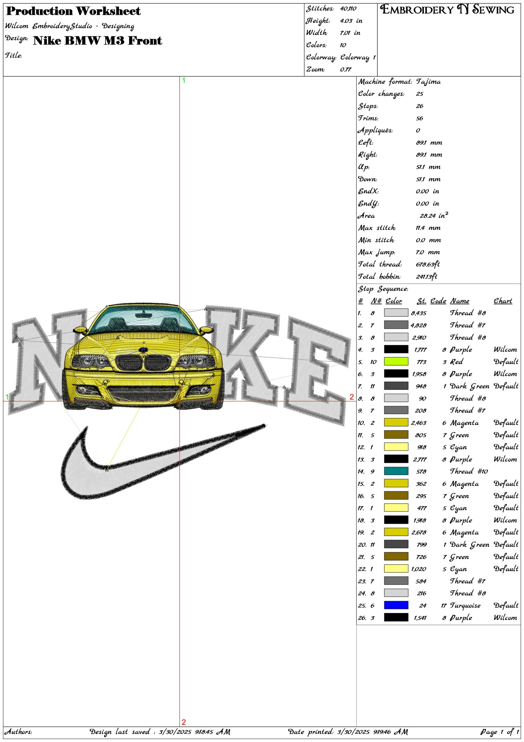 Nike Swoosh BMW M3 Front- Nike embroidery design file - instant download — view 3