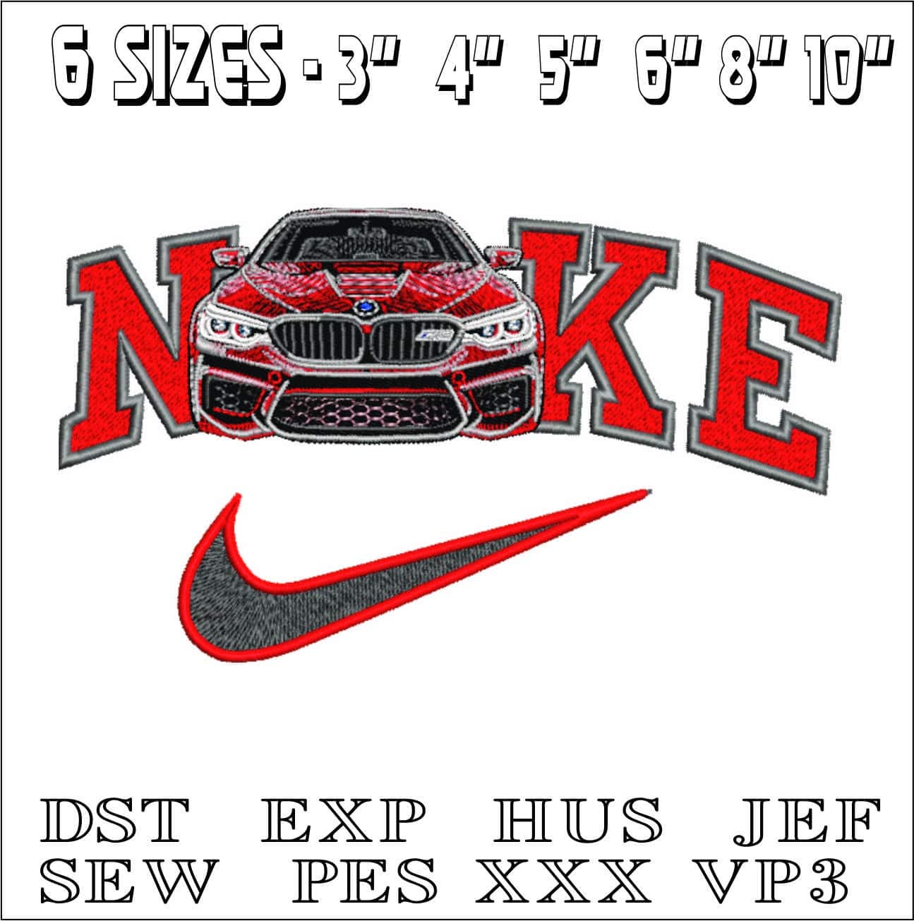 Nike Swoosh BMW M5 Front- Nike embroidery design file - instant download — view 2