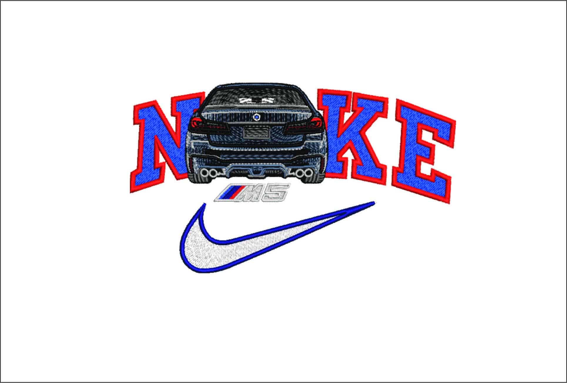 Nike Swoosh BMW M5 Rear- Nike embroidery design file - instant download