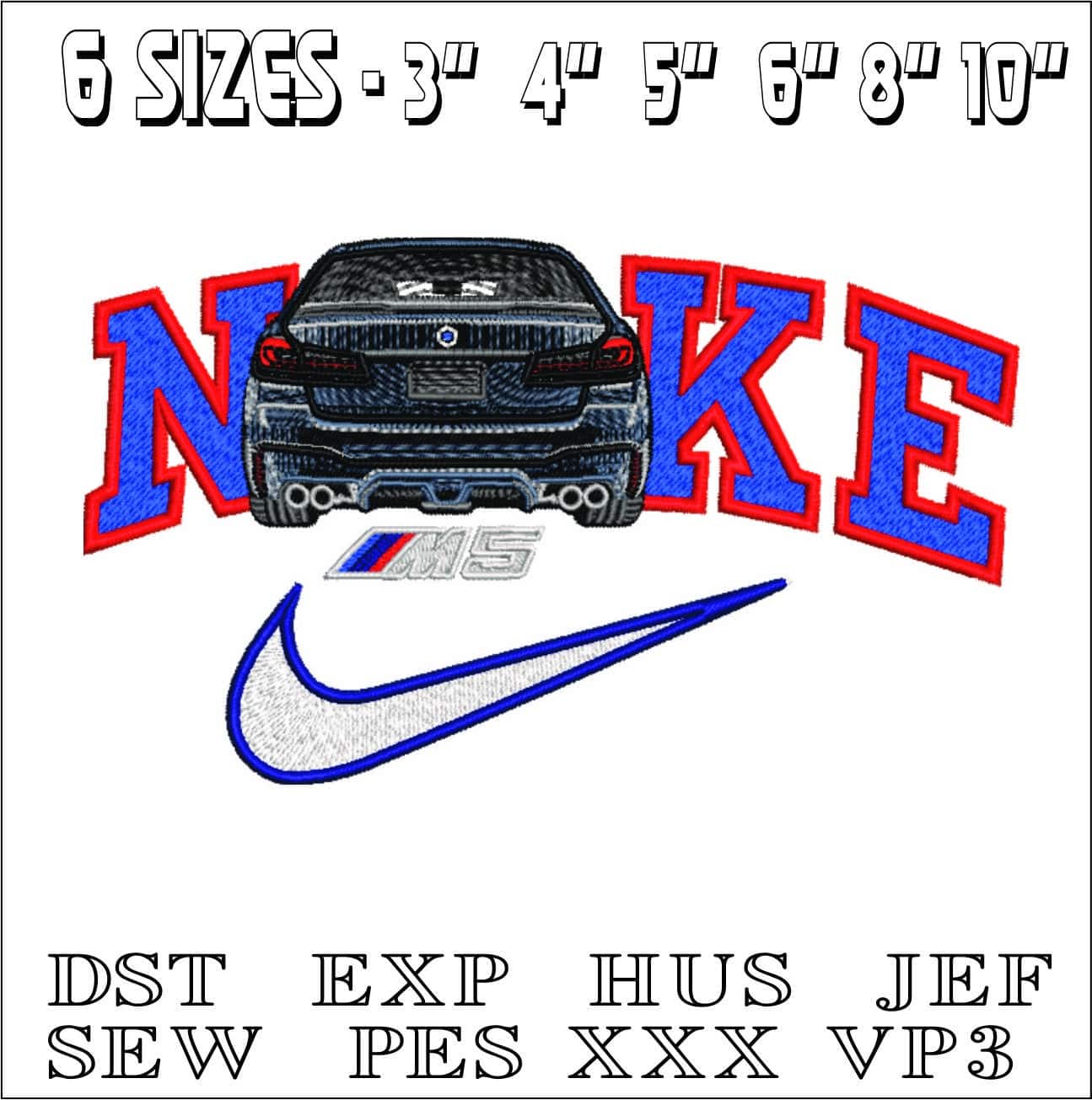 Nike Swoosh BMW M5 Rear- Nike embroidery design file - instant download — view 2