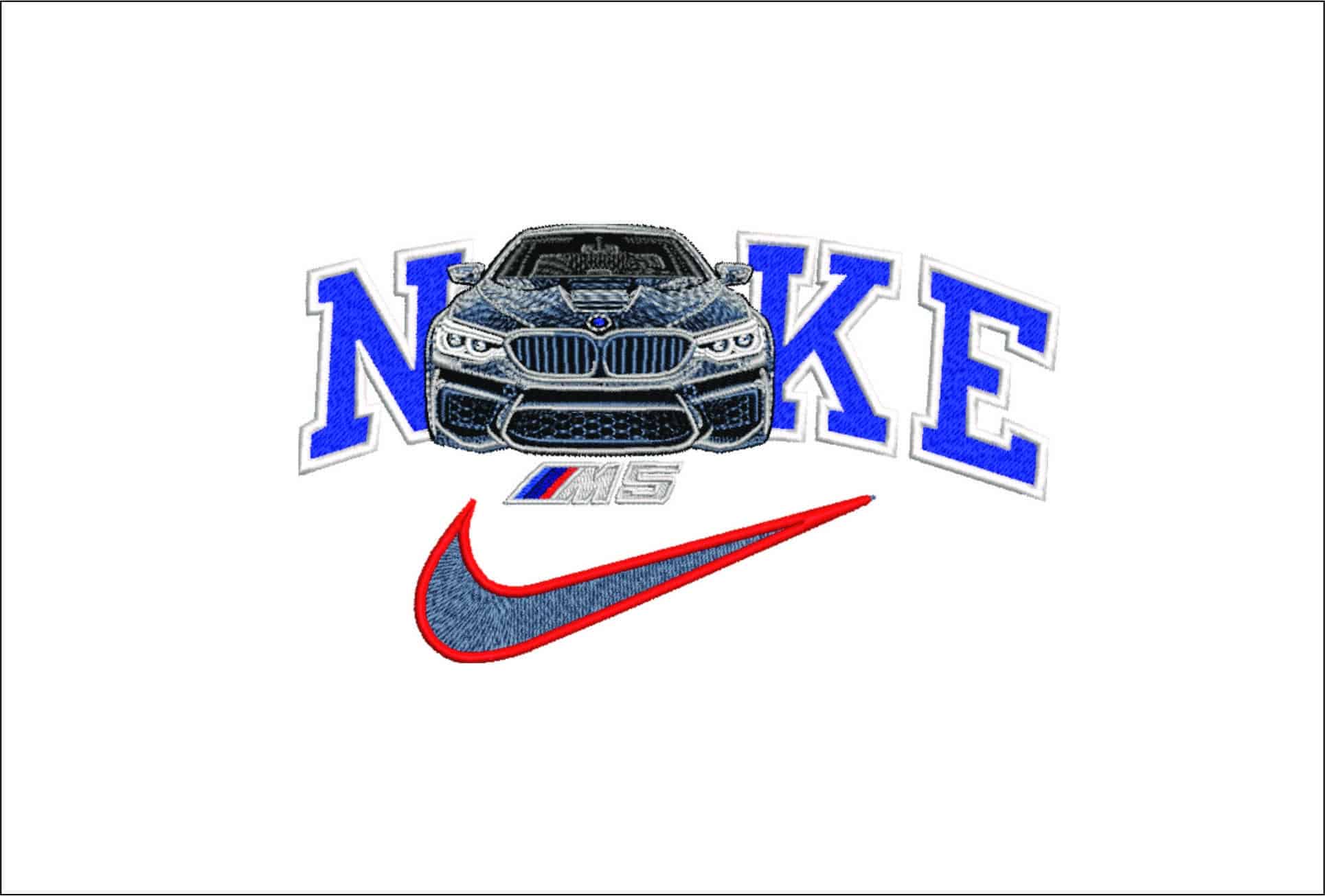 Nike Swoosh BMW M5 with Logo- Nike embroidery design file - instant download