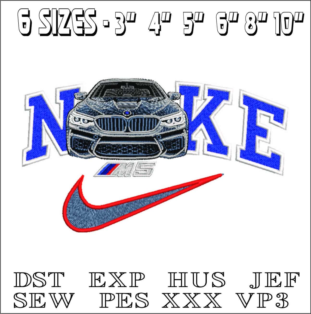 Nike Swoosh BMW M5 with Logo- Nike embroidery design file - instant download — view 2