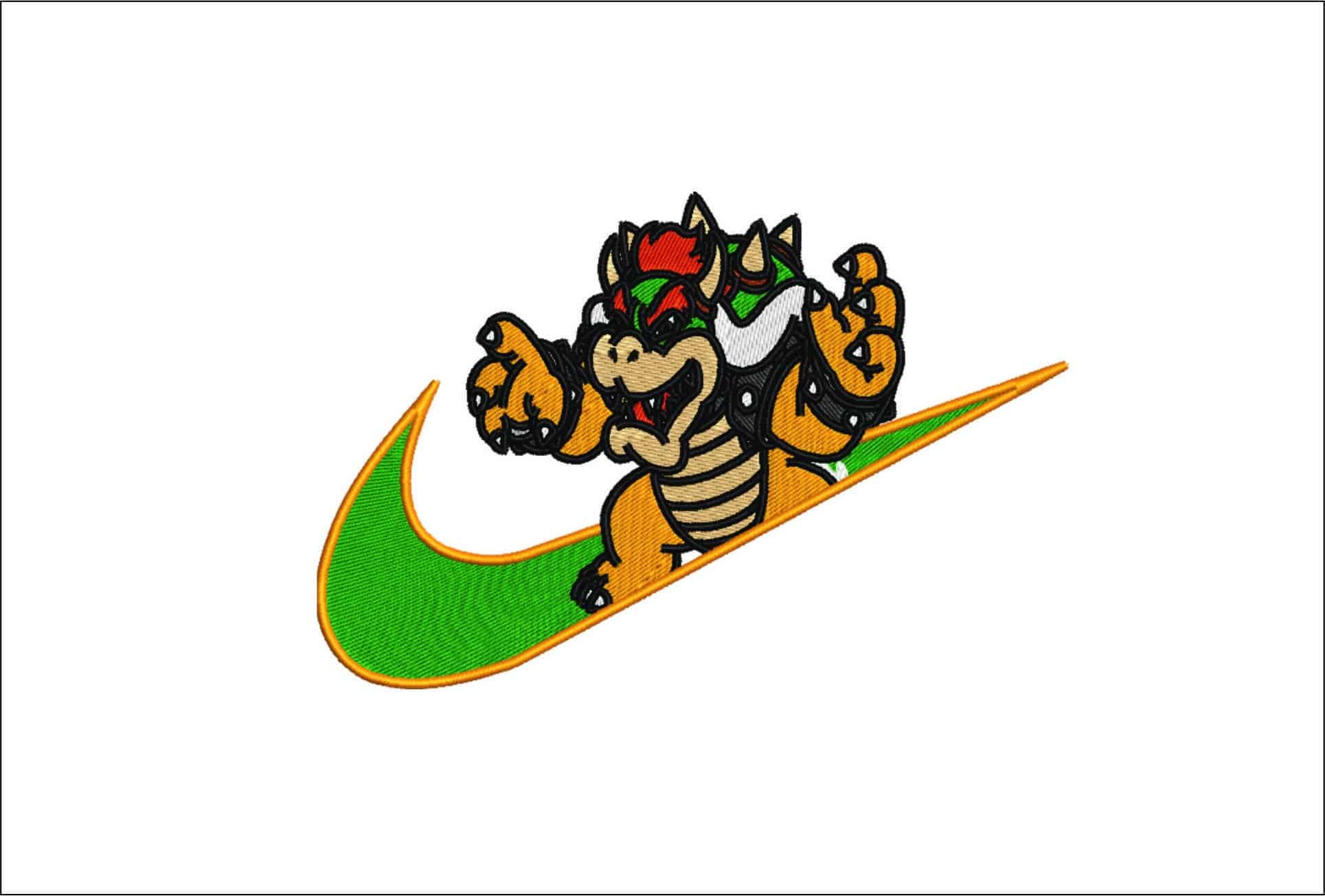 Nike Swoosh Bowser Nitendo- Nike embroidery design file - instant download — view 3