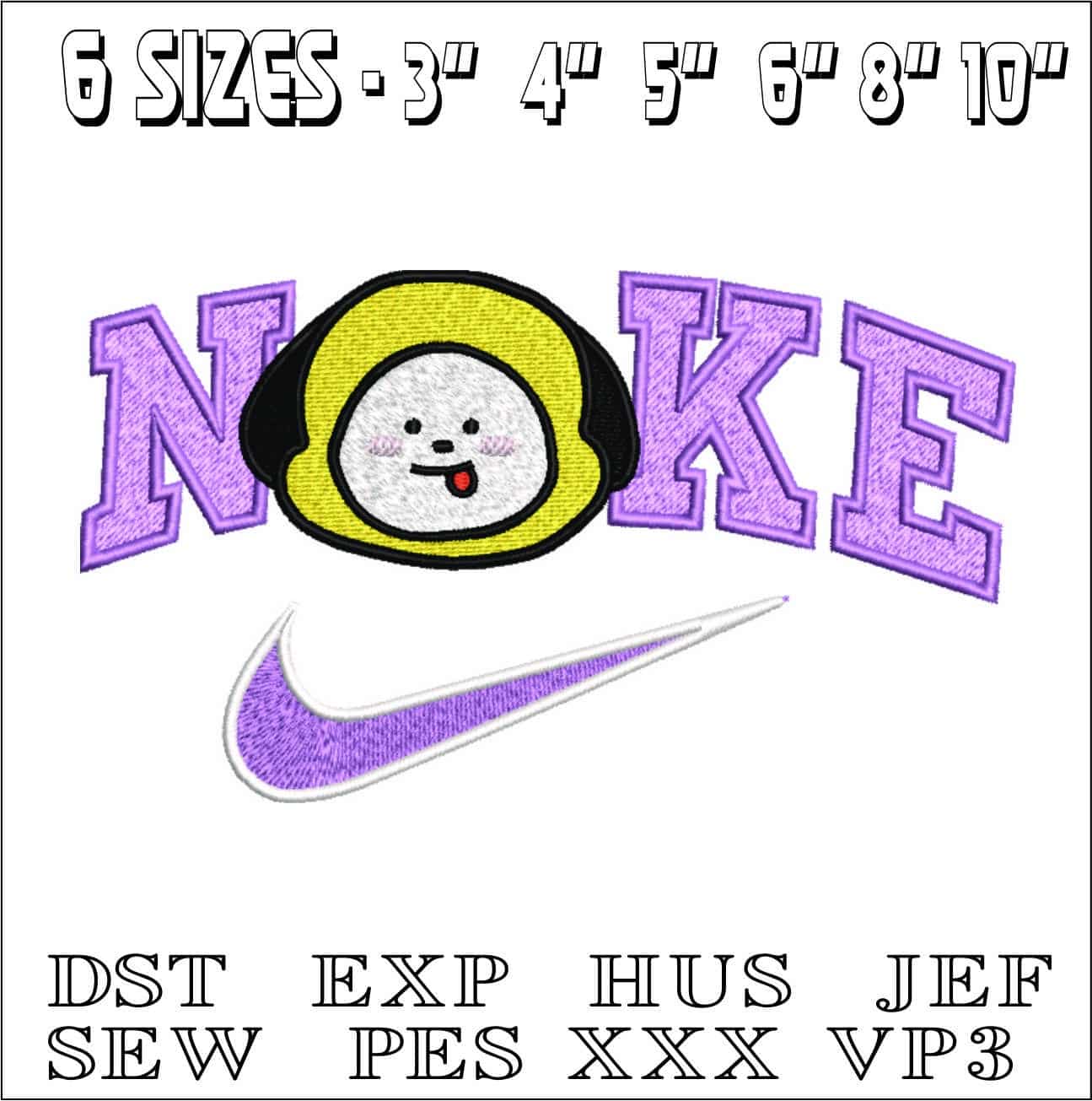 Nike Swoosh BTS Chimmy- Nike embroidery design file - instant download — view 2