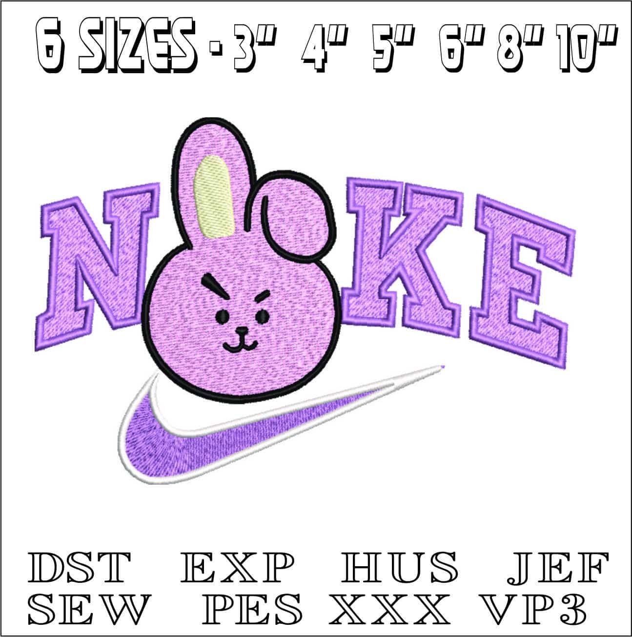 Nike Swoosh BTS Kookie- Nike embroidery design file - instant download — view 2