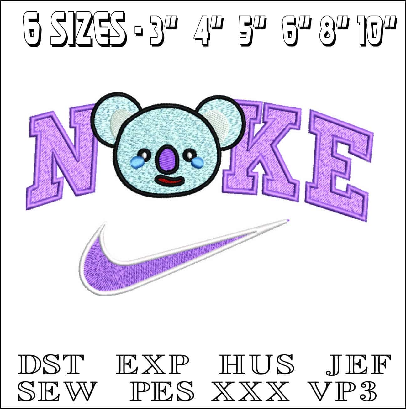 Nike Swoosh BTS Koya- Nike embroidery design file - instant download — view 2