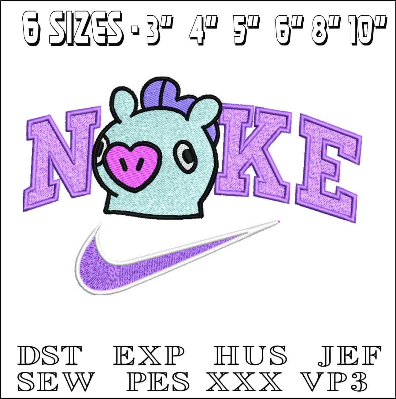 Nike Swoosh BTS Mang- Nike embroidery design file - instant download — view 2