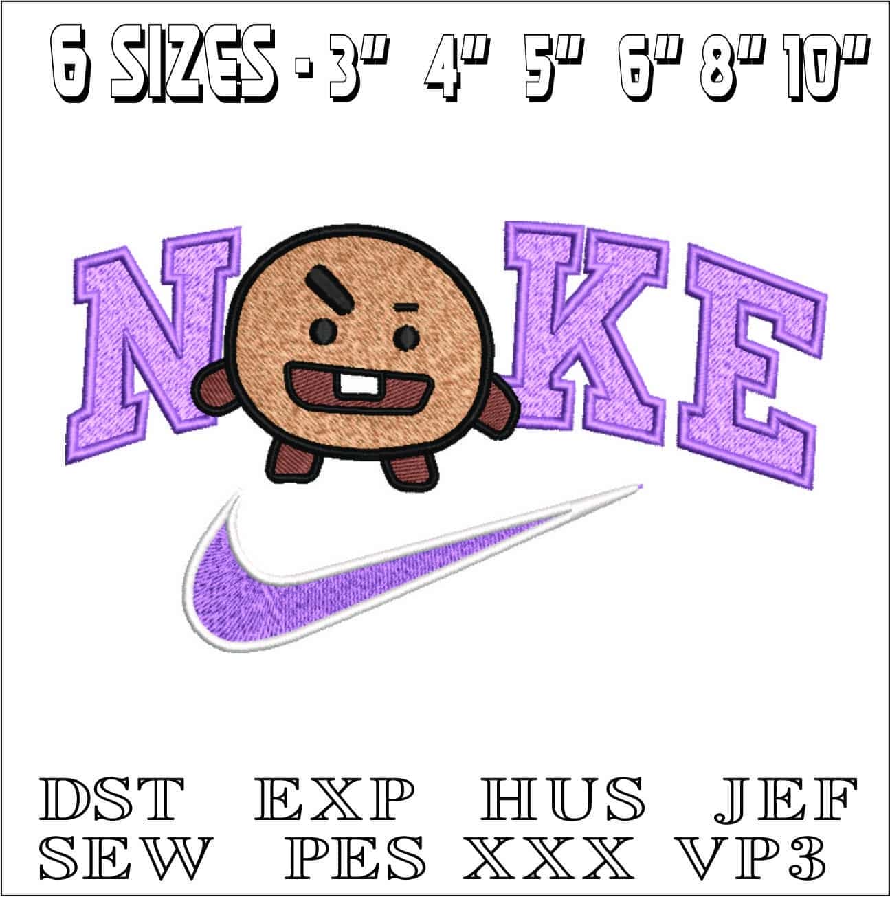 Nike Swoosh BTS Shooky- Nike embroidery design file - instant download — view 2