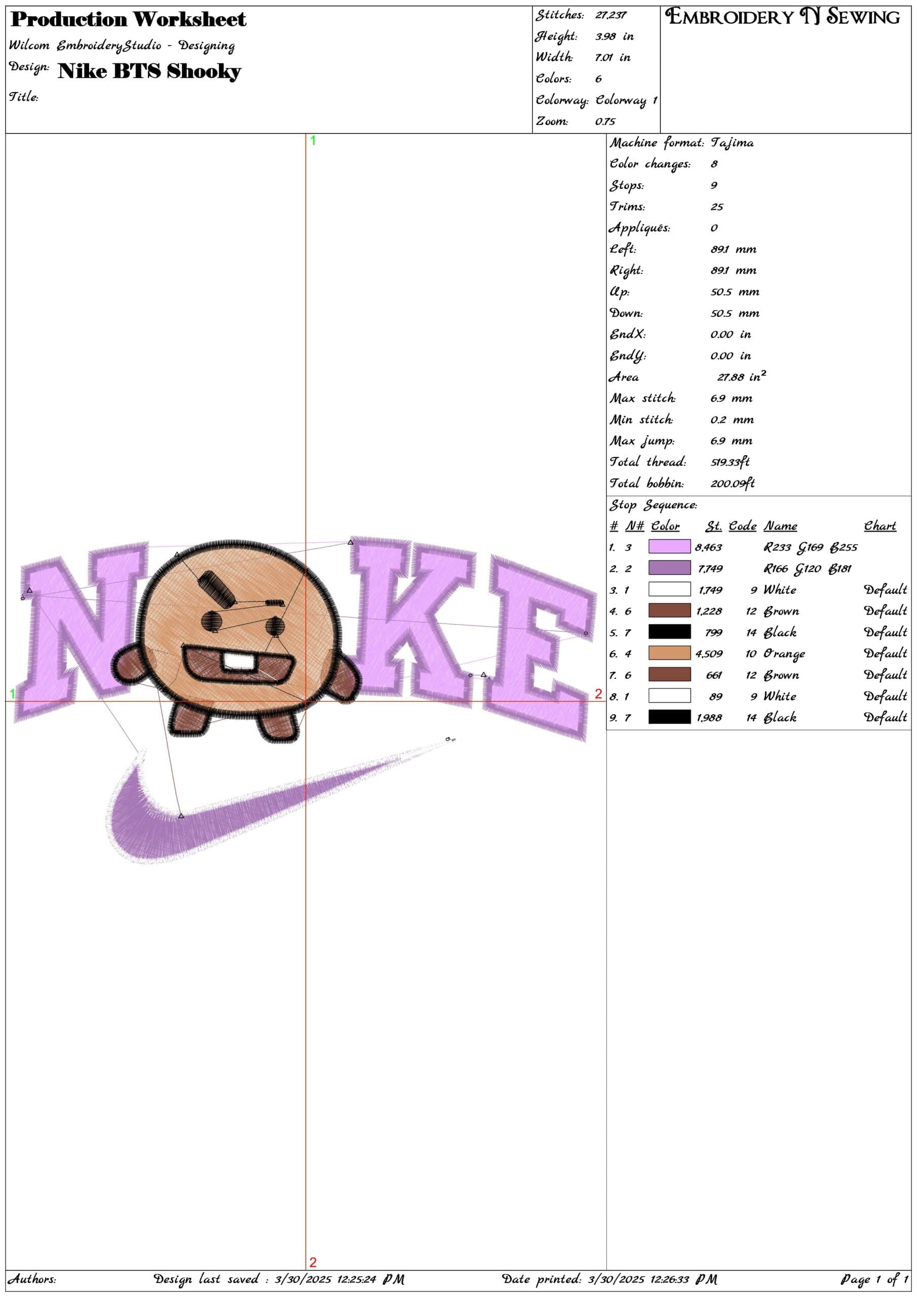 Nike Swoosh BTS Shooky- Nike embroidery design file - instant download — view 3