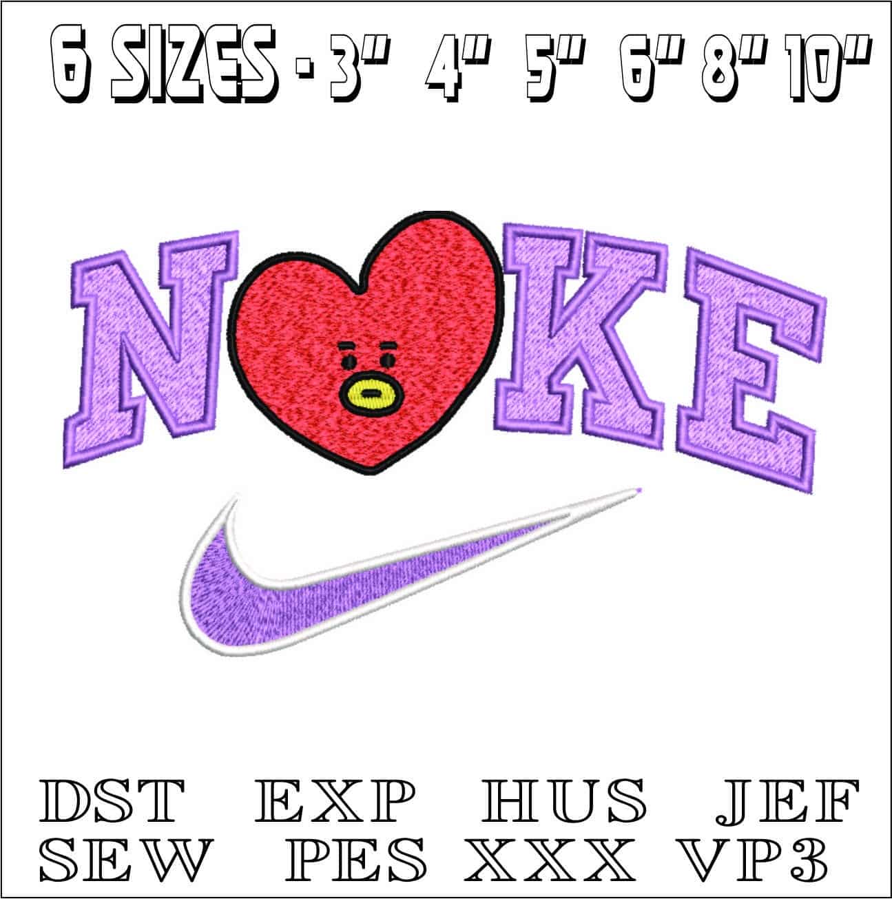 Nike Swoosh BTS Tata- Nike embroidery design file - instant download — view 2