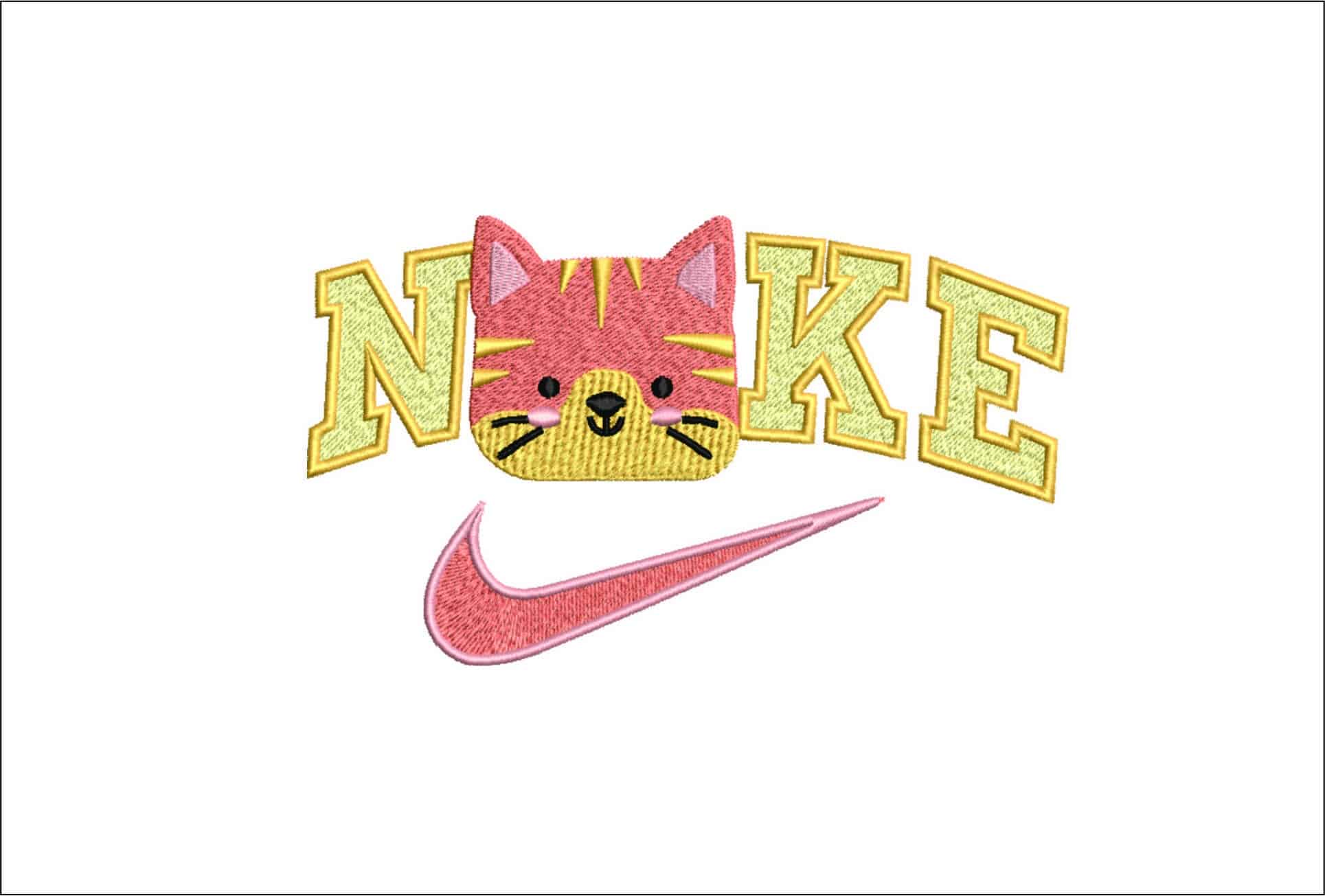 Nike Swoosh Cat Face- Nike embroidery design file - instant download