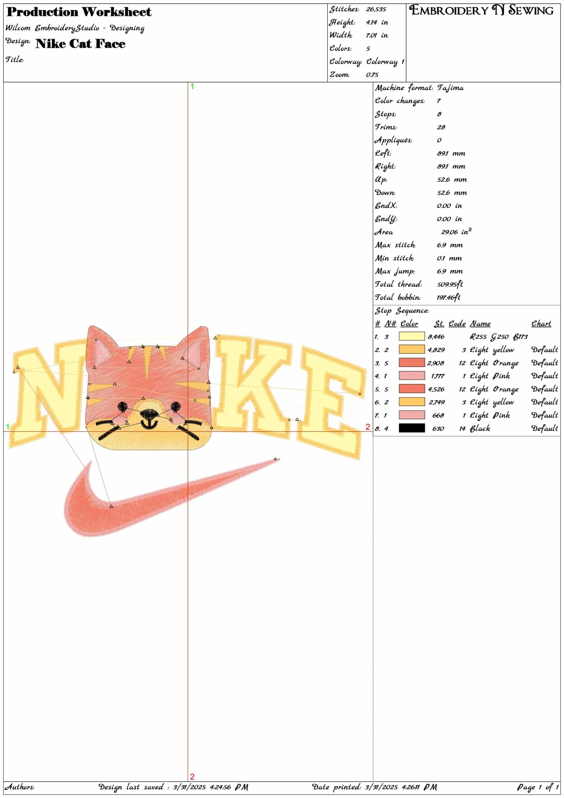Nike Swoosh Cat Face- Nike embroidery design file - instant download — view 3