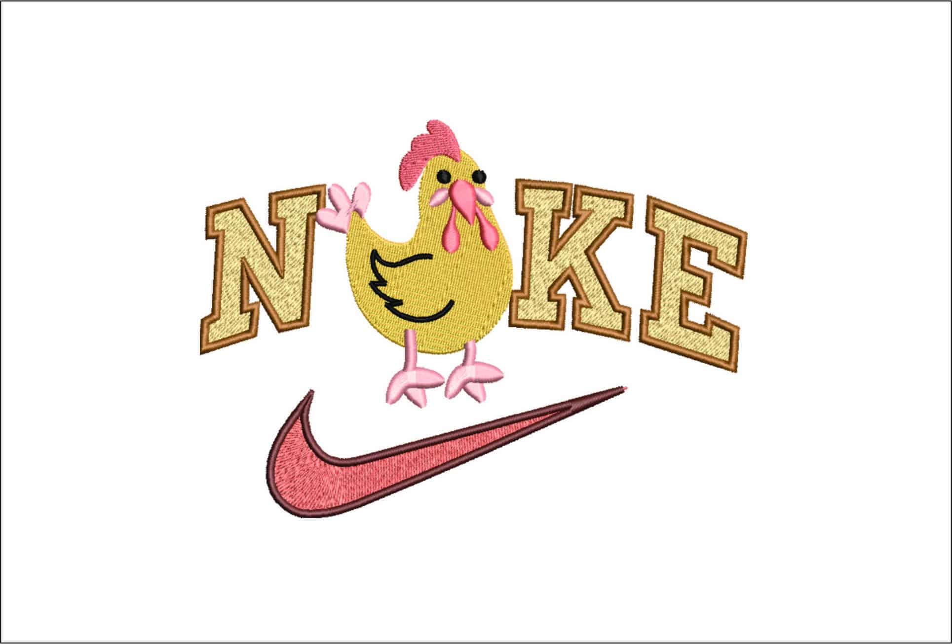 Nike Swoosh Chicken Childrens- Nike embroidery design file - instant download