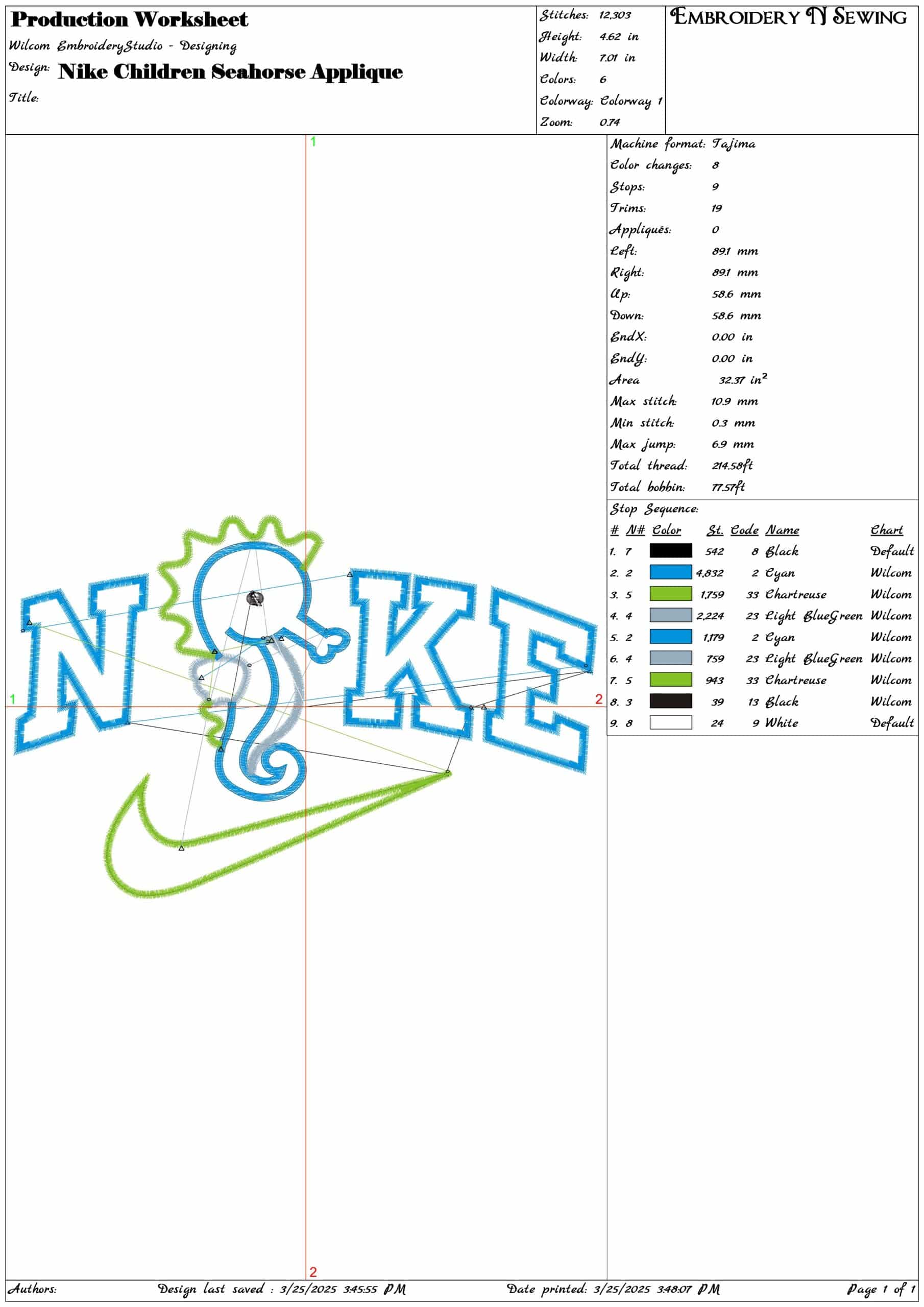 Nike Swoosh Children Seahorse Applique- Nike embroidery design file - instant download — view 3