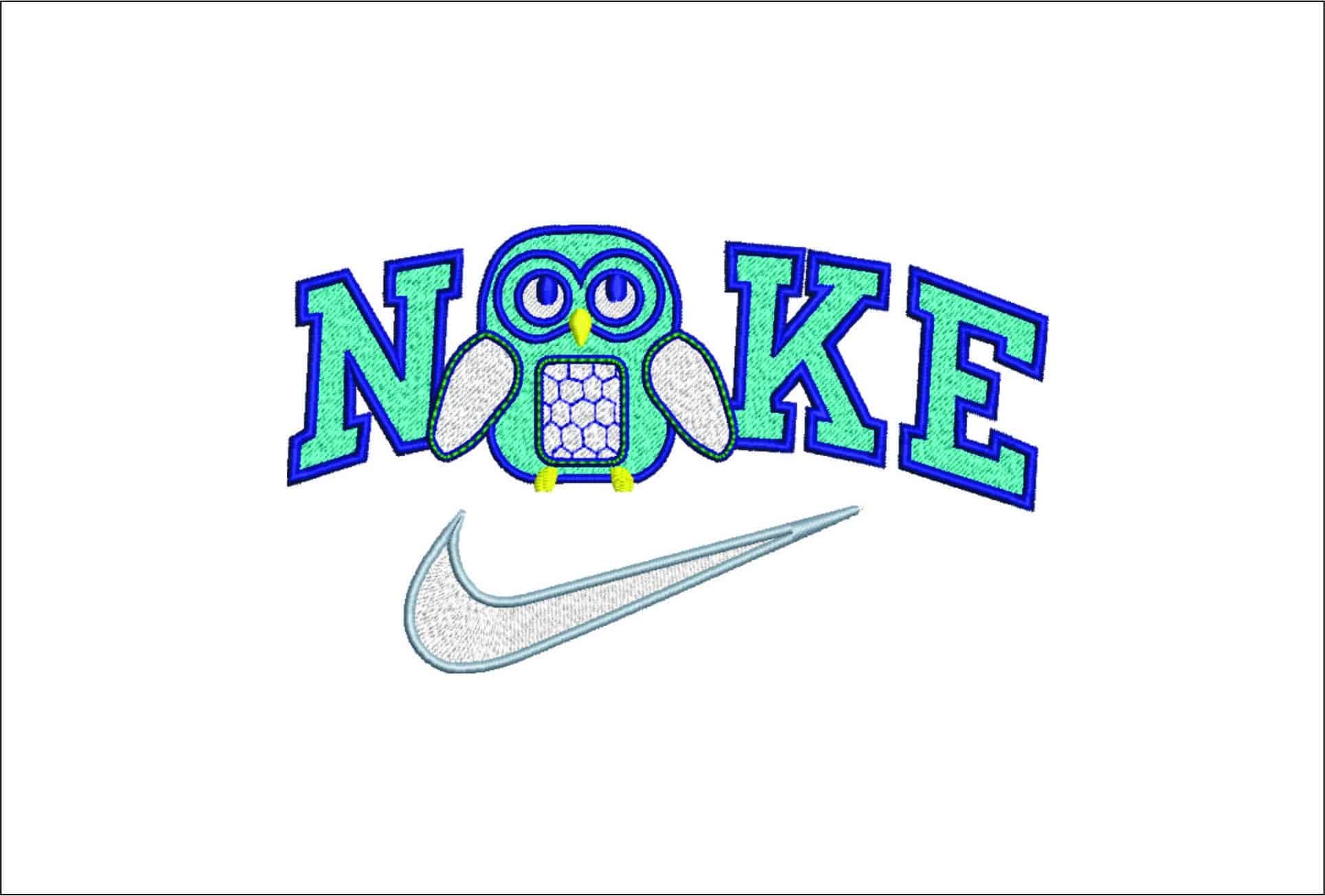 Nike Swoosh Childrens Owl- Nike embroidery design file - instant download
