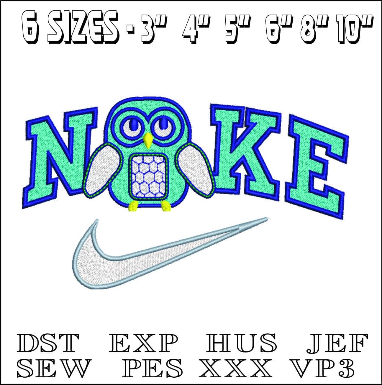 Nike Swoosh Childrens Owl- Nike embroidery design file - instant download — view 2