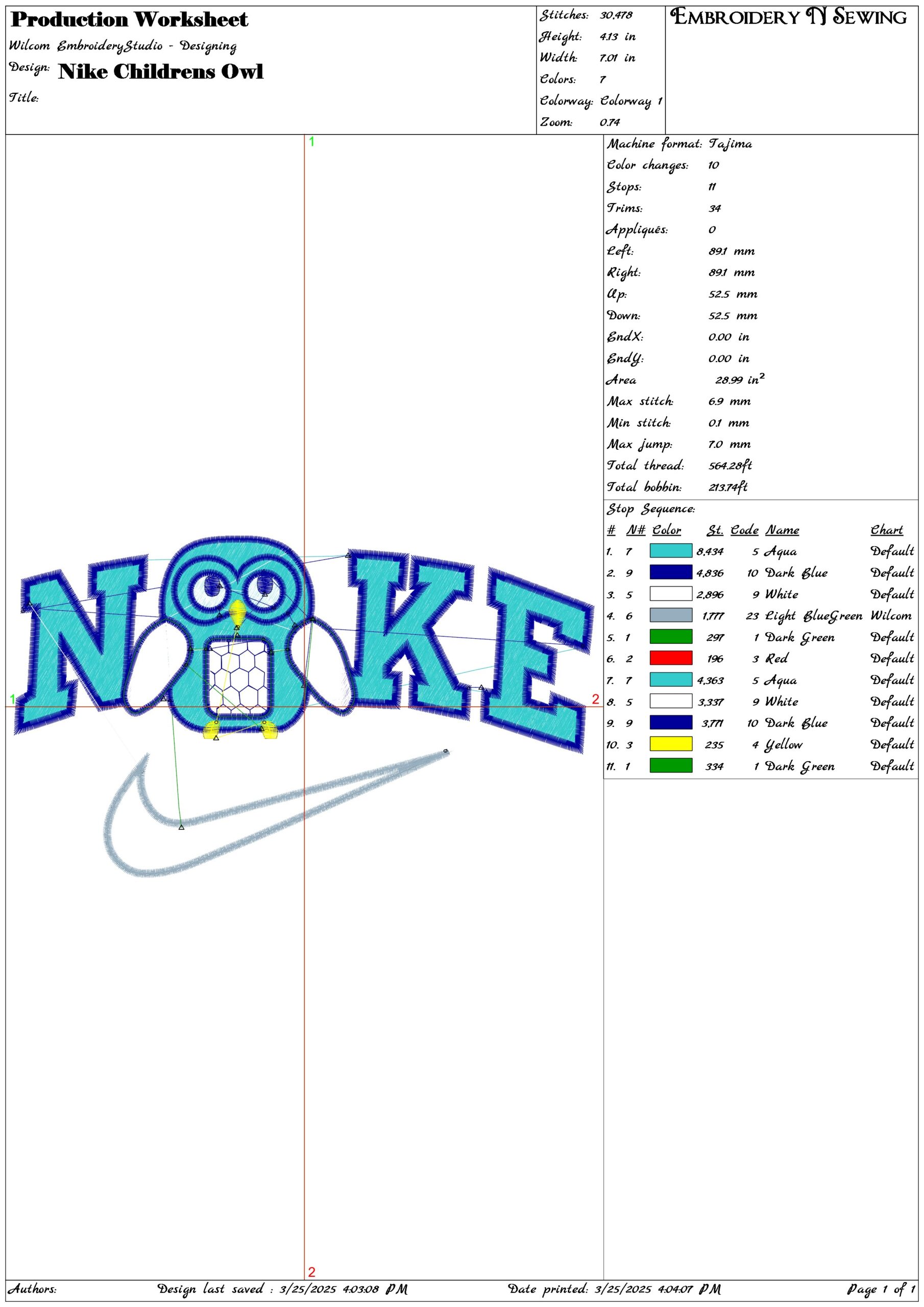 Nike Swoosh Childrens Owl- Nike embroidery design file - instant download — view 3