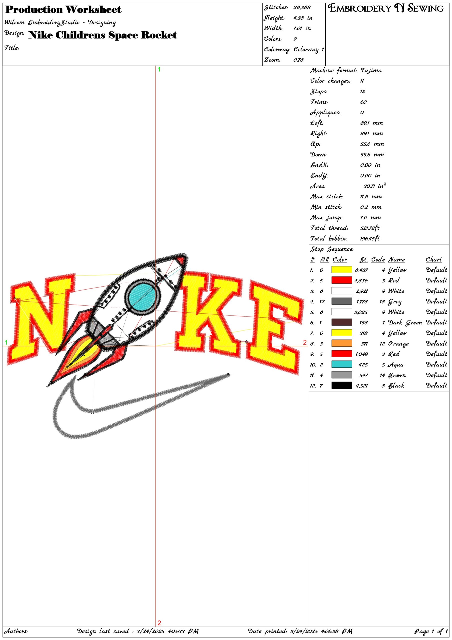 Nike Swoosh Childrens Space Rocket- Nike embroidery design file - instant download — view 3