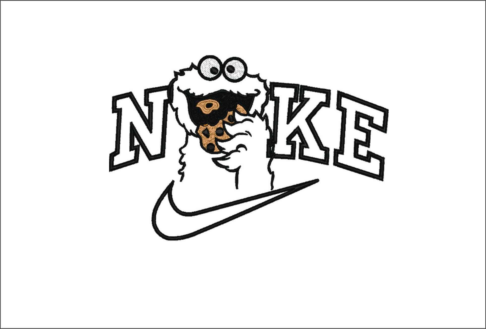 Nike Swoosh Cookie Monster Applique- Nike embroidery design file - instant download
