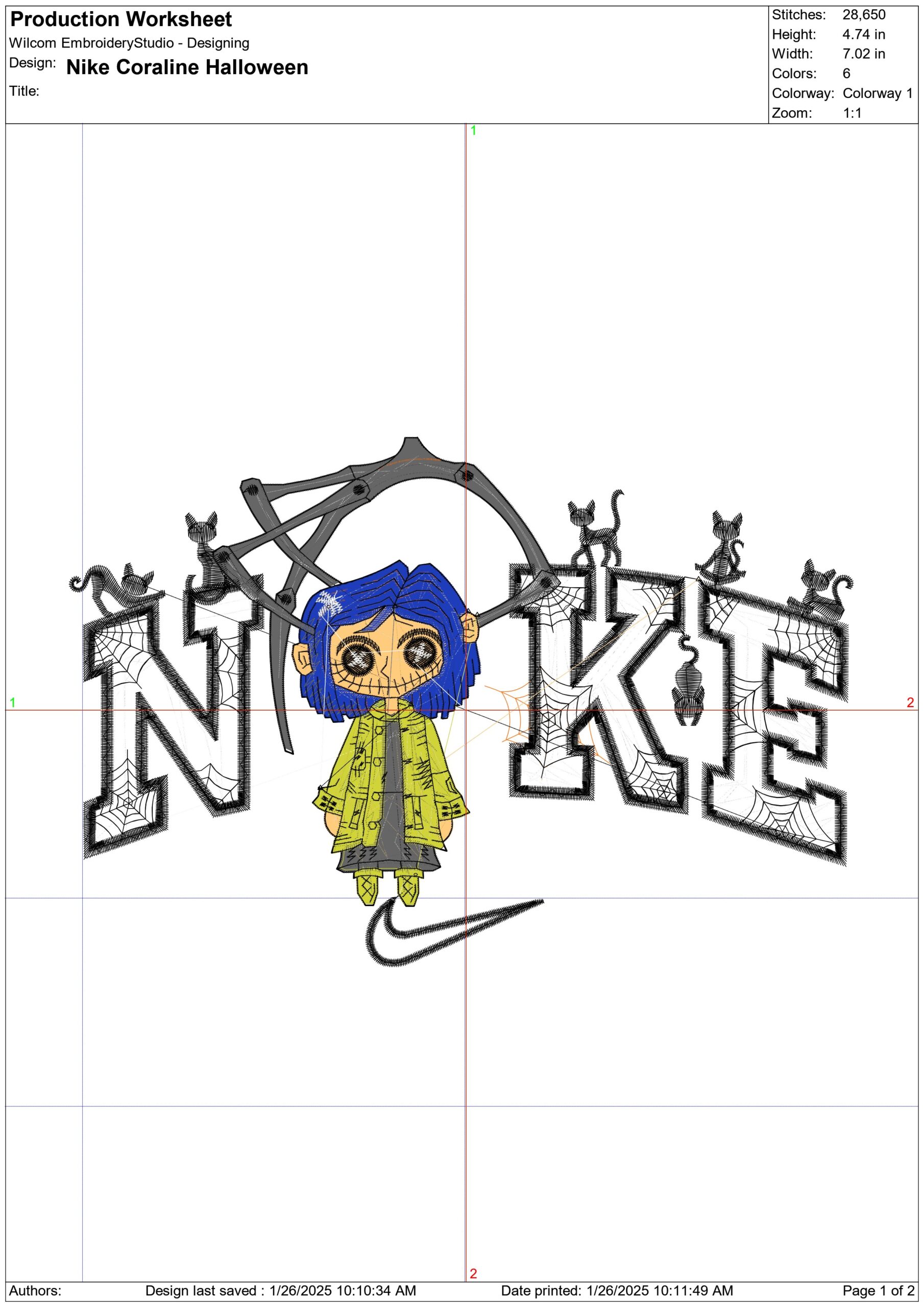 Nike Swoosh Coraline Halloween- Nike embroidery design file - instant download — view 3